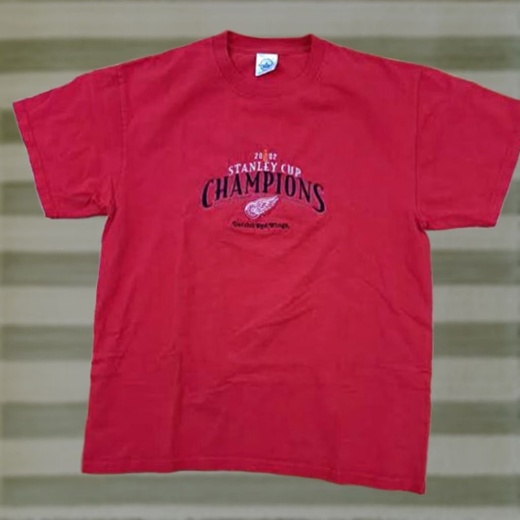 Vintage VINTAGE Detroit Red Wings 2002 Stanley Cup Champions T-Shirt Embroidered Large Shirt Mens L Red Logo Hockey Size US L / EU 52-54 / 3 - 1 Thumbnail