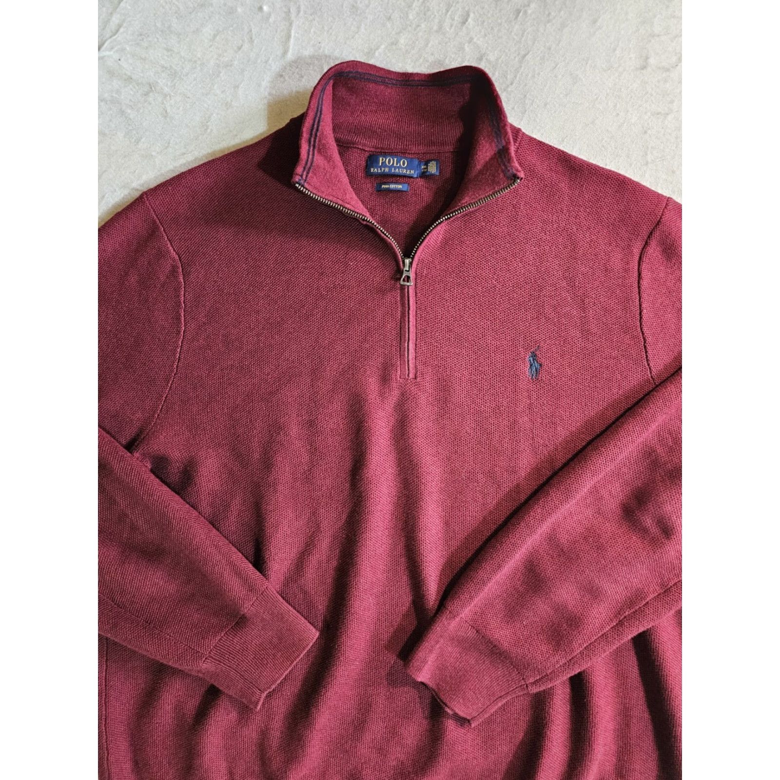 Polo Ralph Lauren Polo Ralph Lauren Classic Prima Cotton 1/4 Zip Pullover Jumper Mens XL Red Shirt/Sweatshirt (1/4 Zip, Logo) Size US XL / EU 56 / 4 - 2 Thumbnail