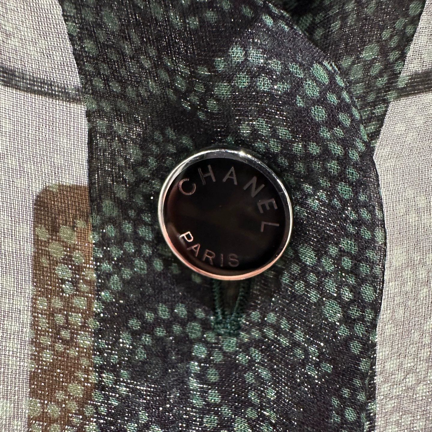 Chanel Chanel 23A Dark Green All-Over Logo Silk Shirt 36 apr101 Size XS / US 0-2 / IT 36-38 - 6 Thumbnail