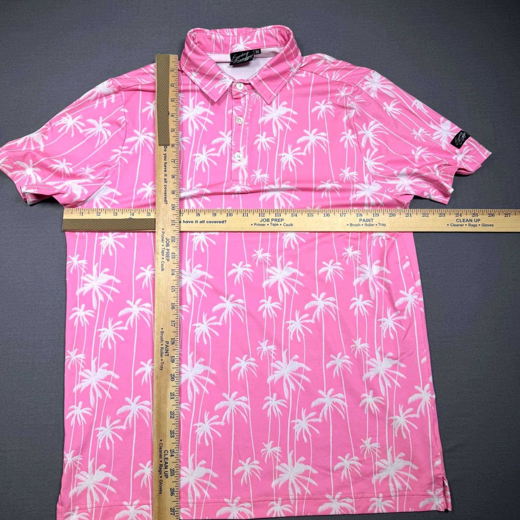 Vintage Sunday Swagger Polo Mens Medium Pink Palm Tree Golf Stretch Hawaiian Shirt Size US M / EU 48-50 / 2 - 4 Thumbnail