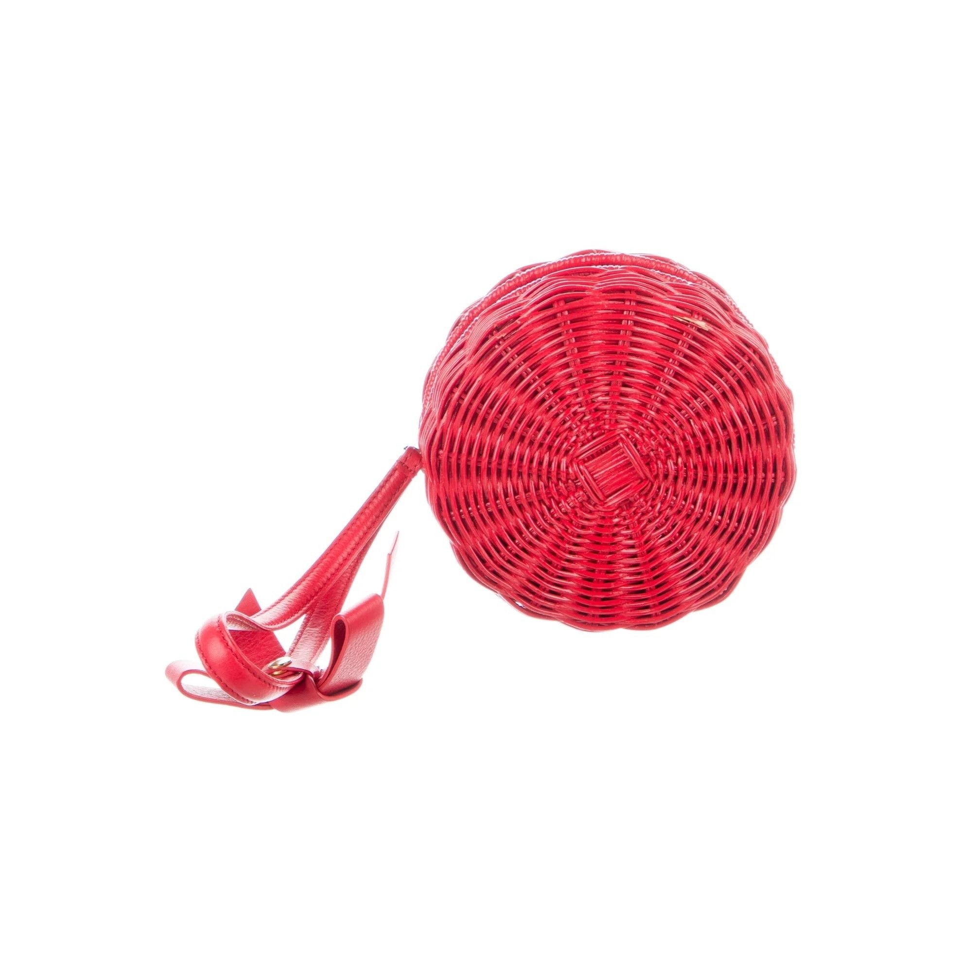PAULE KA Paule Ka Red Wicker Wristlet With Leather Bow Accent & Zip C Size ONE SIZE - 2 Thumbnail
