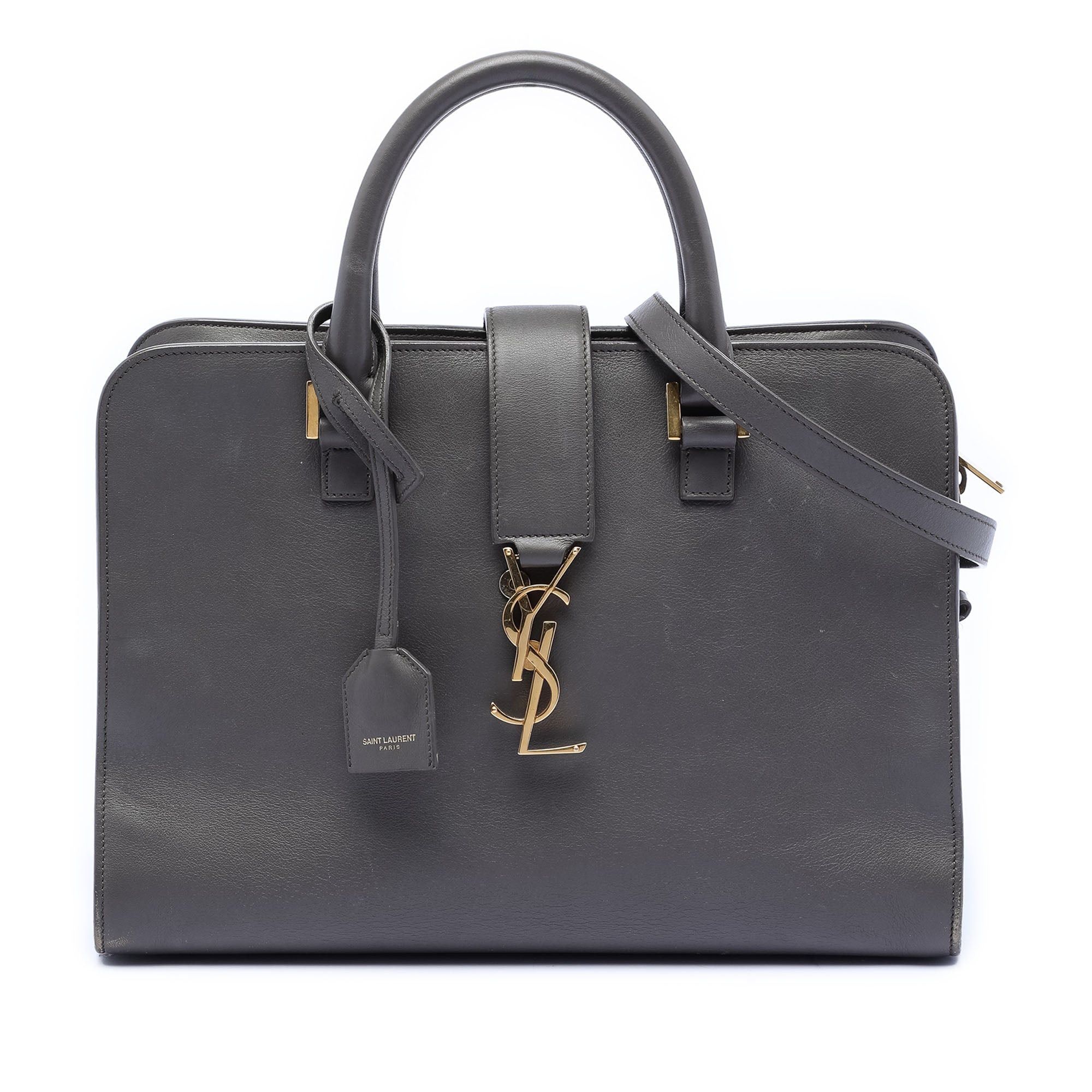 Saint Laurent Paris Small Leather Monogram Cabas Satchel Size ONE SIZE - 1 Thumbnail