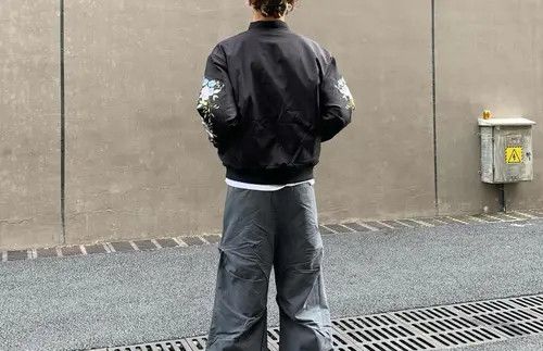 Other Black Bomber Jacket with Floral Splash Print Size US L / EU 52-54 / 3 - 6 Thumbnail
