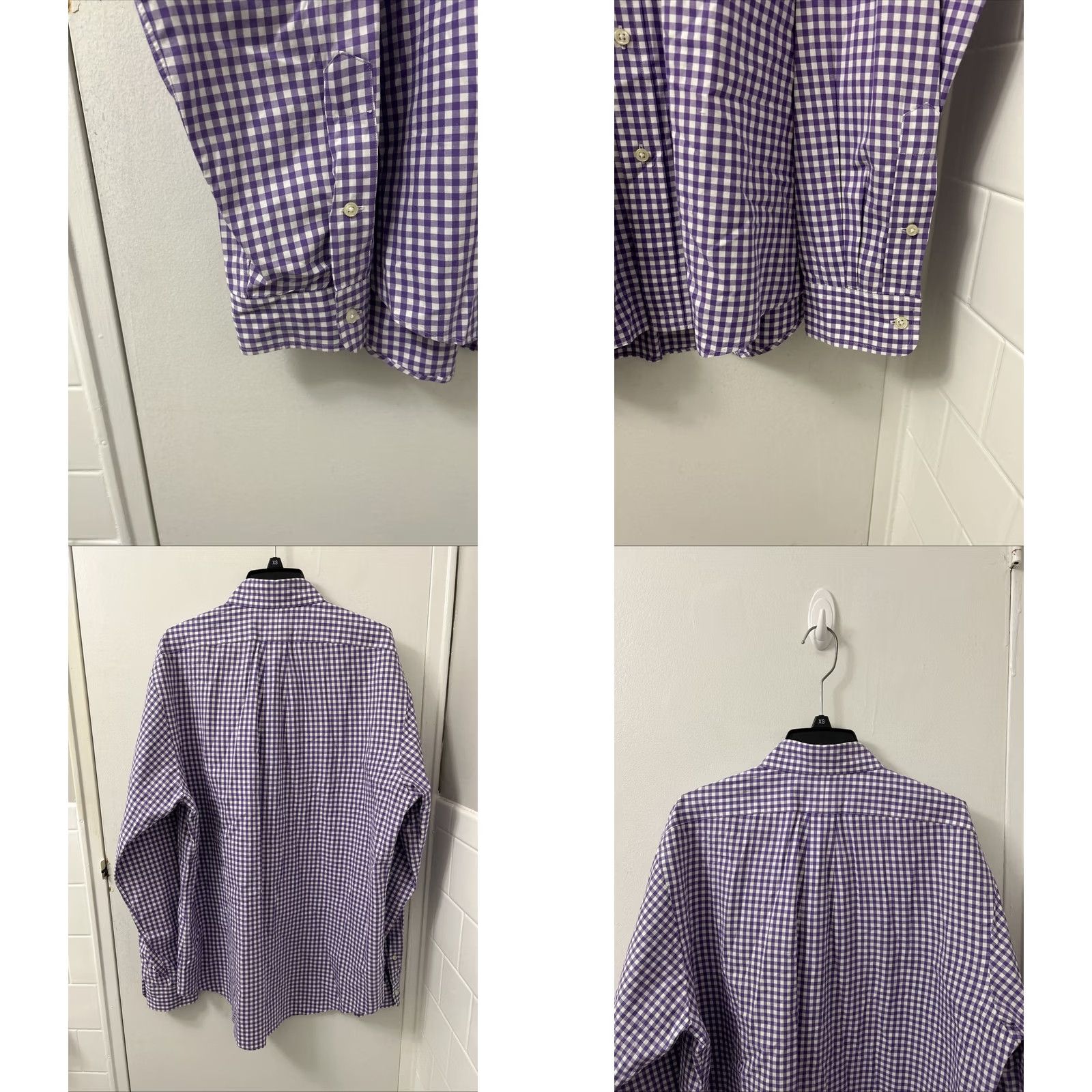 Ralph Lauren VINTAGE Ralph Lauren Shirt Mens Large Purple Plaid Oxford Button Down Green Pony L/S Size US L / EU 52-54 / 3 - 8 Thumbnail