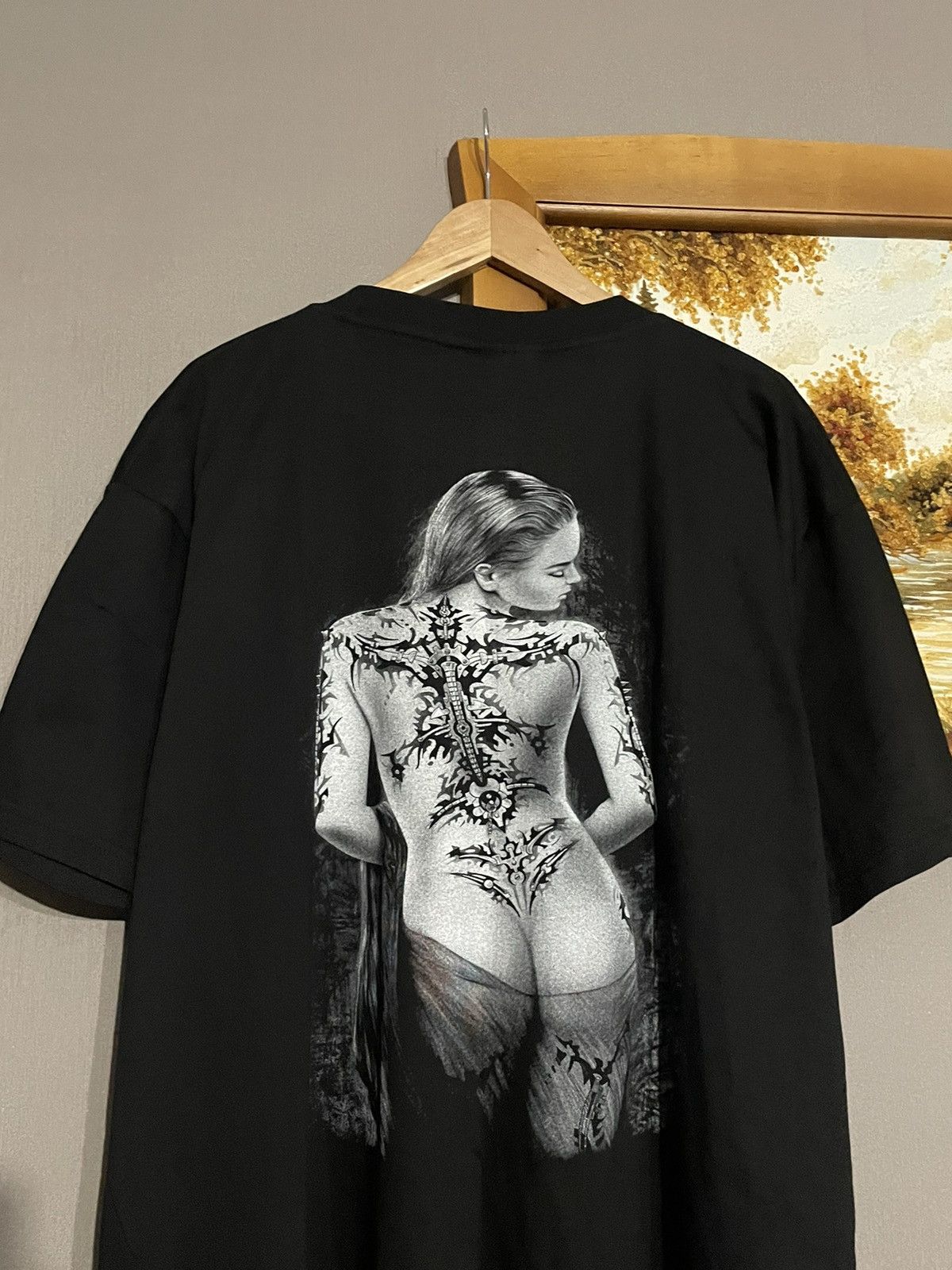 Vintage Pornstar Tribal All Over Print T-shirt Sexy Gothic Tattoo Size US XXL / EU 58 / 5 - 6 Thumbnail