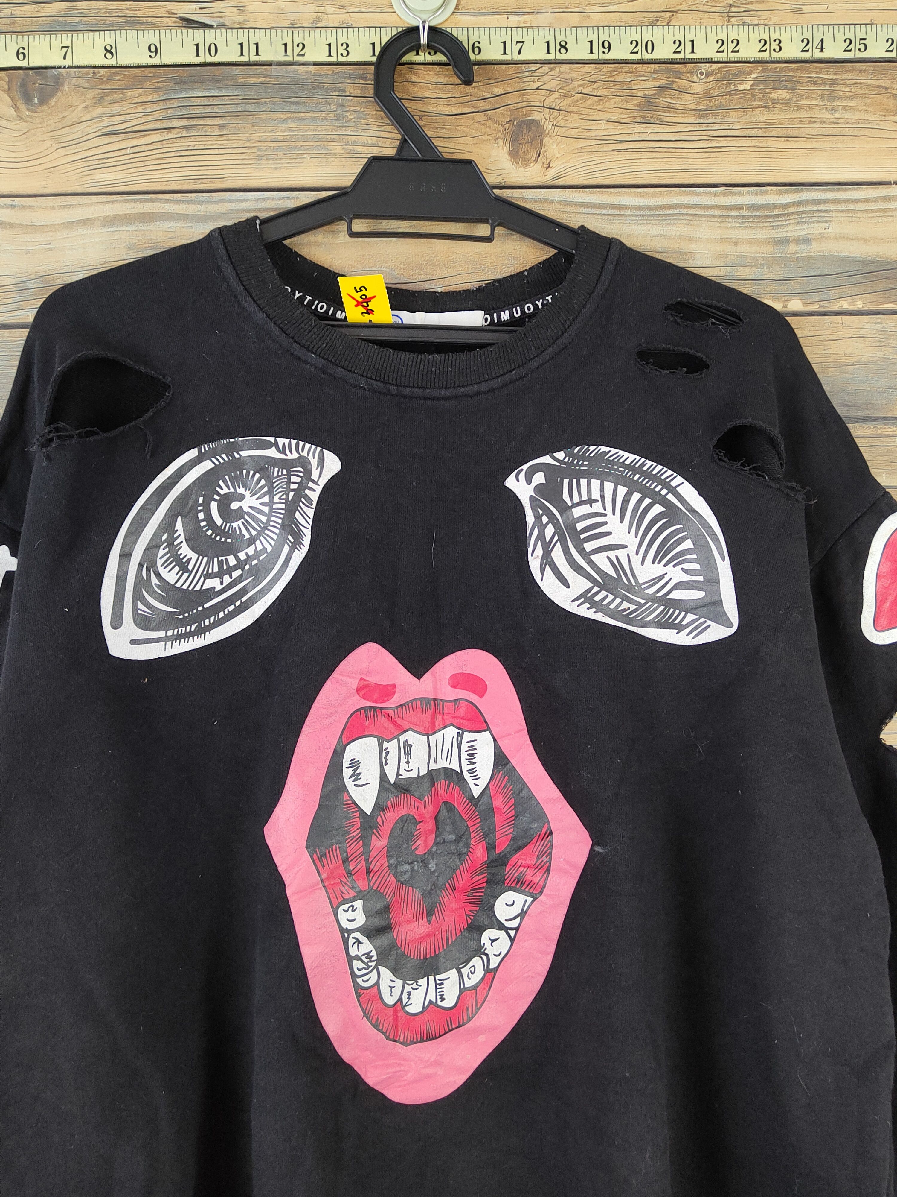 Japanese Brand × Seditionaries Ityoumio Black Dracula lips Ripped Sweatshirts #W964 Size L / US 10 / IT 46 - 2 Thumbnail