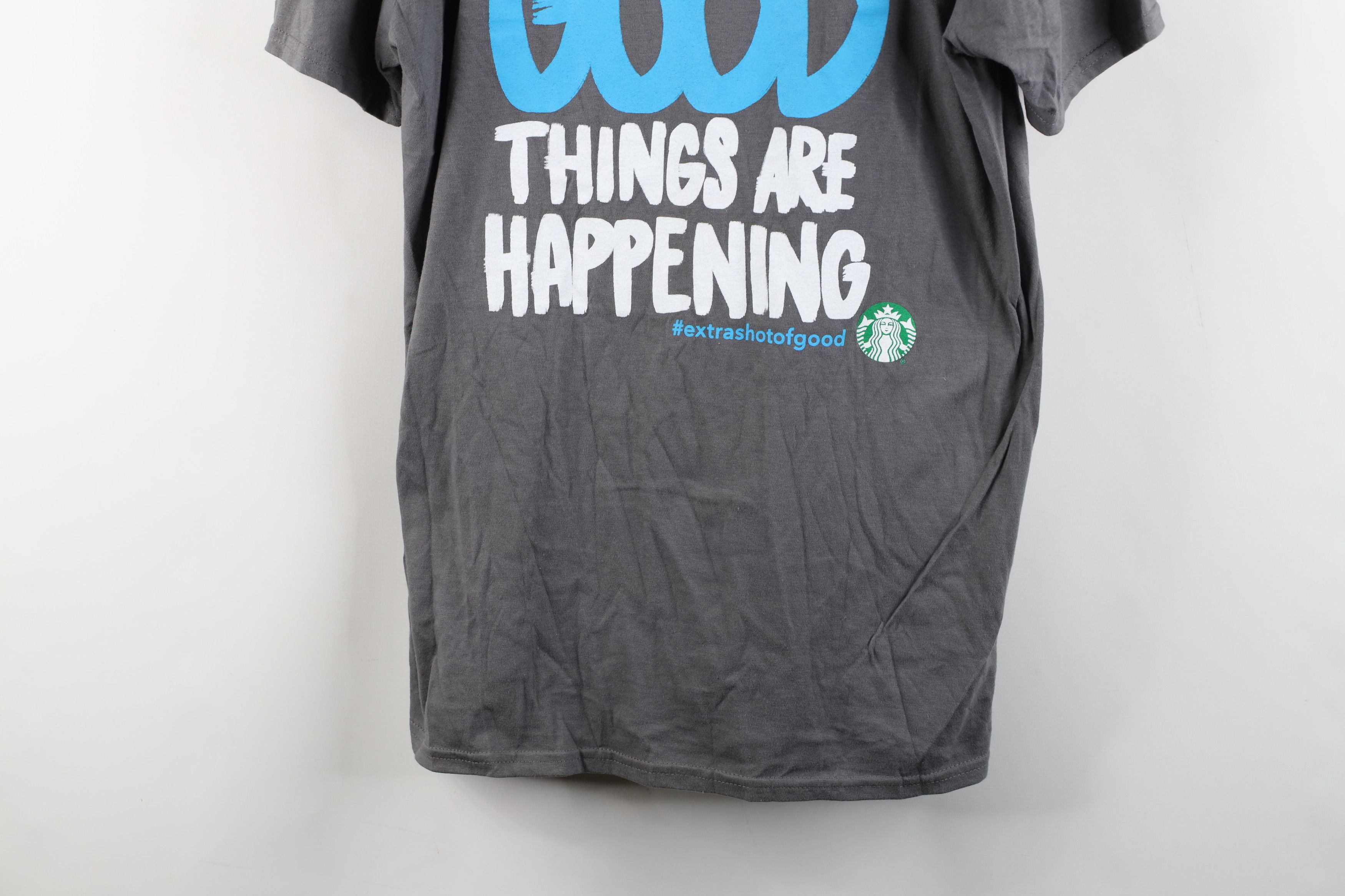Vintage Starbucks Coffee Good Things Are Happening V-Neck T-Shirt Size L / US 10 / IT 46 - 3 Thumbnail