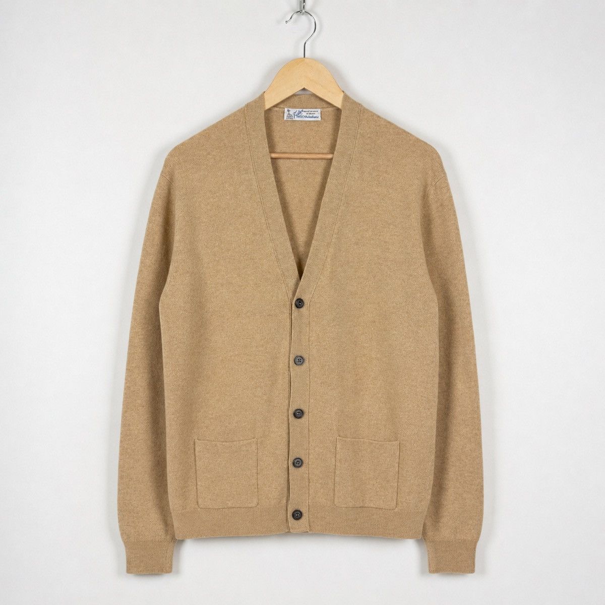 Vintage Vintage Teribus 100% Cashmere Cardigan Sweater Beige Knit Size US M / EU 48-50 / 2 - 1 Thumbnail
