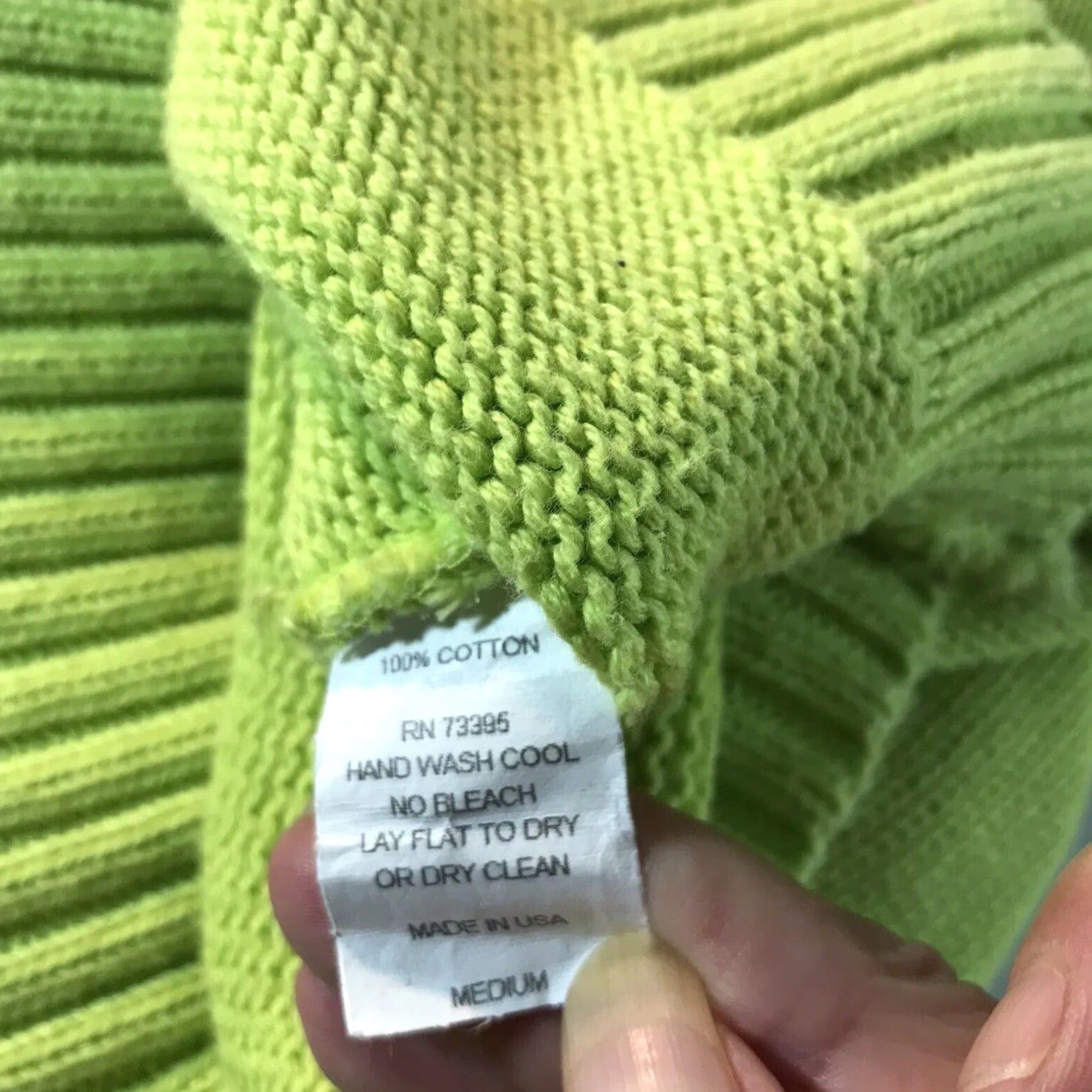 Saks Fifth Avenue VINTAGE Saks Fifth Avenue Women's Cardigan Sweater Fall Winter Spring Casual M Lime Green Cotton Knit Button US Size M / US 6-8 / IT 42-44 - 5 Thumbnail