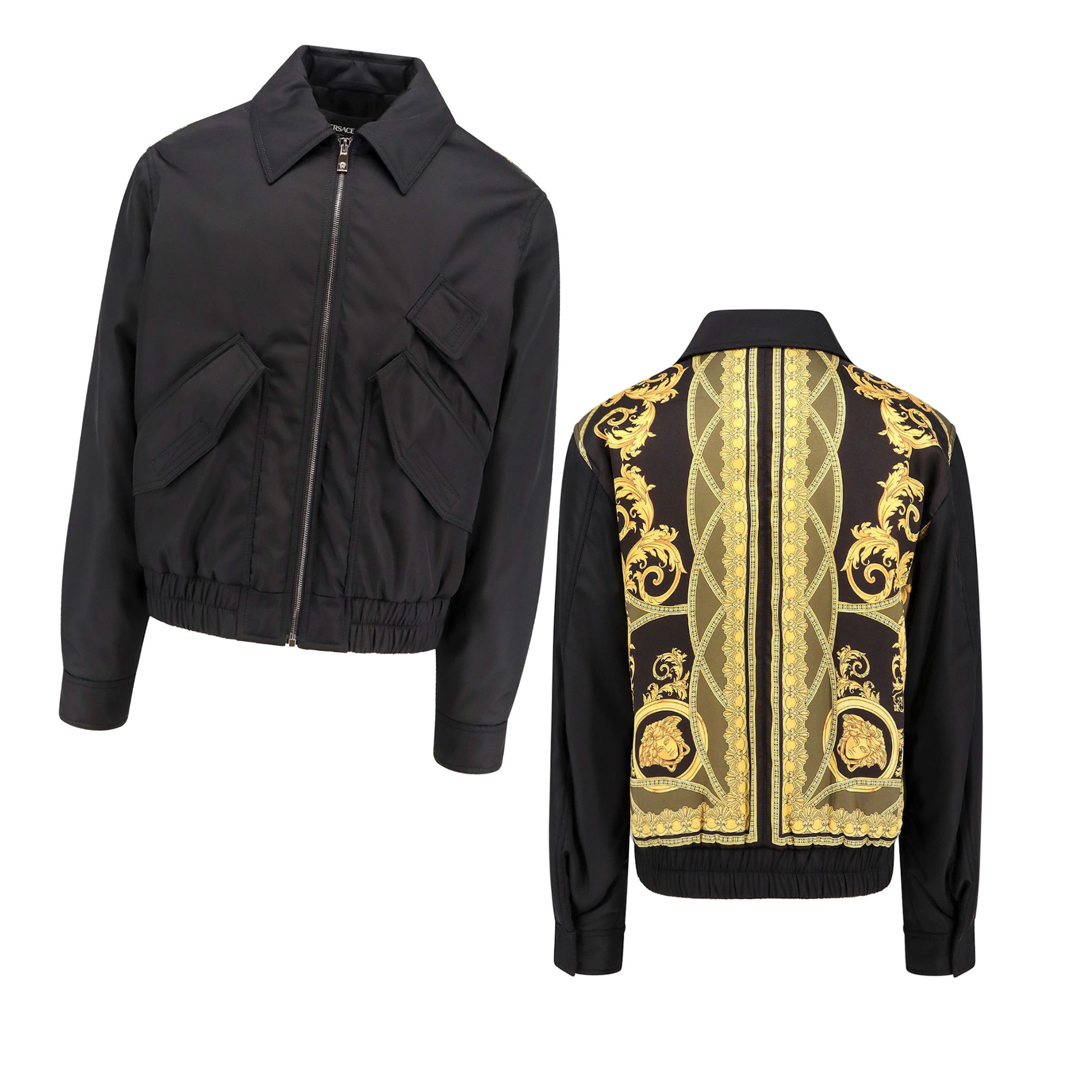 Versace Bomber Jacket Black Heritage Print on back 56