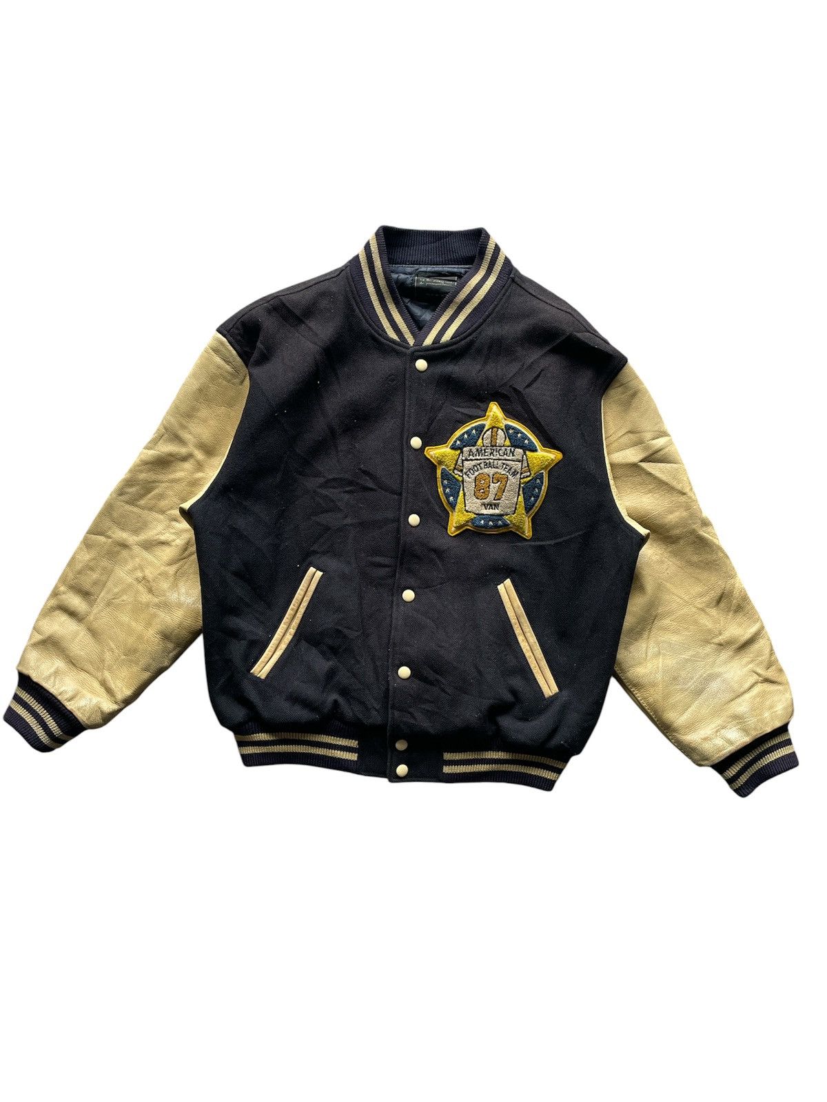 Van Vintage Van Varsity Leather Sleeve Jacket Size US L / EU 52-54 / 3 - 1 Thumbnail