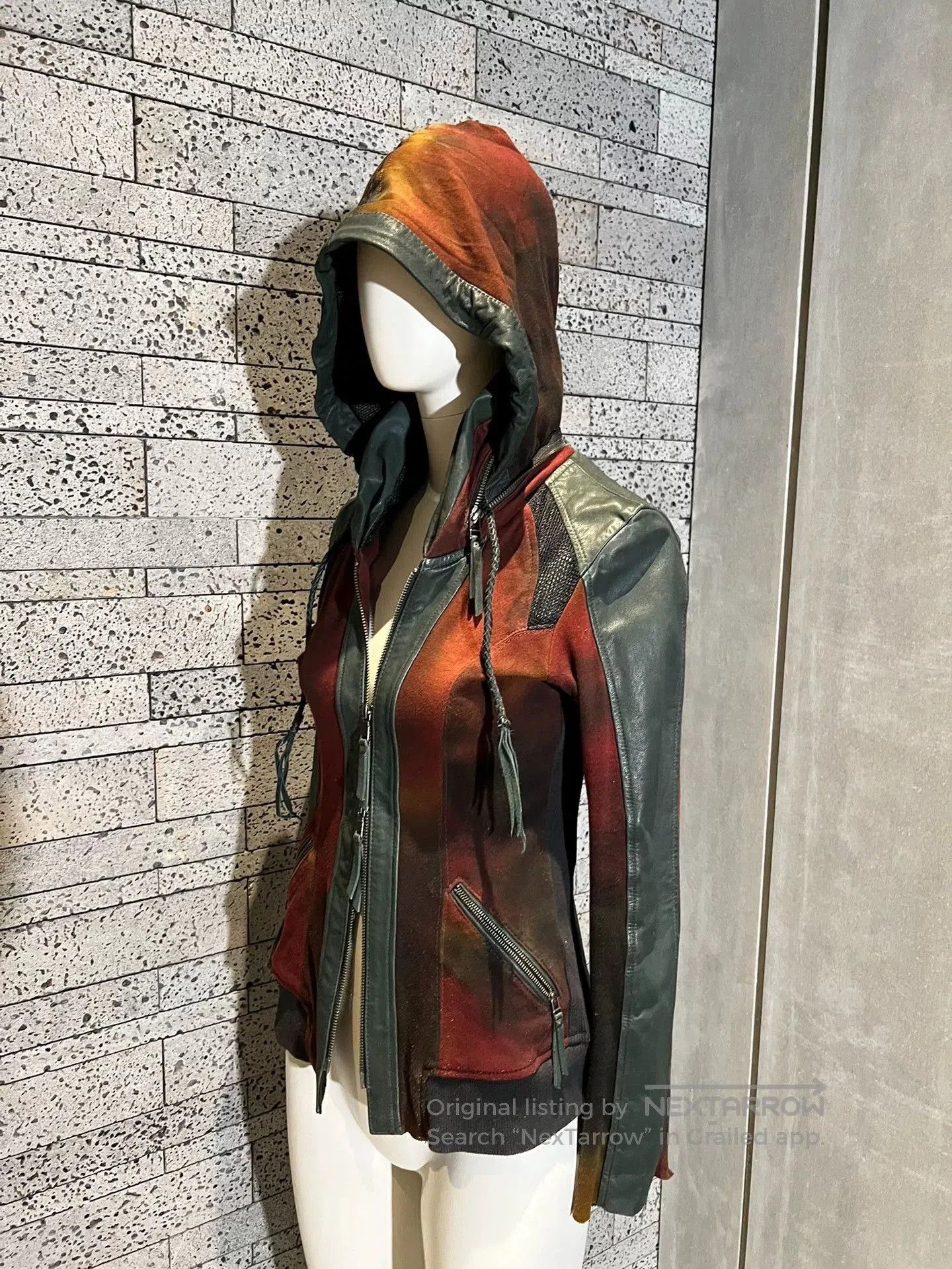 14th Addiction avant-garde leather bomber jacket with hood. Size XS / US 0-2 / IT 36-38 - 1 Thumbnail