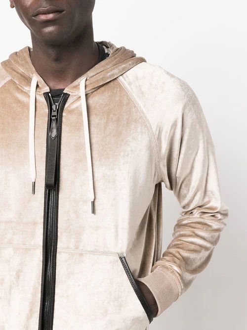 Tom Ford o1loc1c0724 Full Zip Velour Hoodie in Beige Size US M / EU 48-50 / 2 - 2 Thumbnail