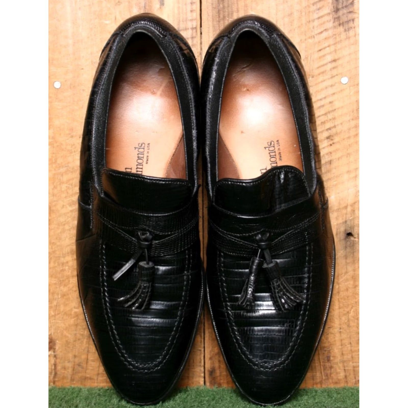 Allen Edmonds ALLEN EDMONDS Clayton Black Lizard Skin Loafers Sz. 11B (Missing Tassel) Dress Slip On Men Leather Upper B Shoes Size US 11 / EU 44 - 4 Thumbnail