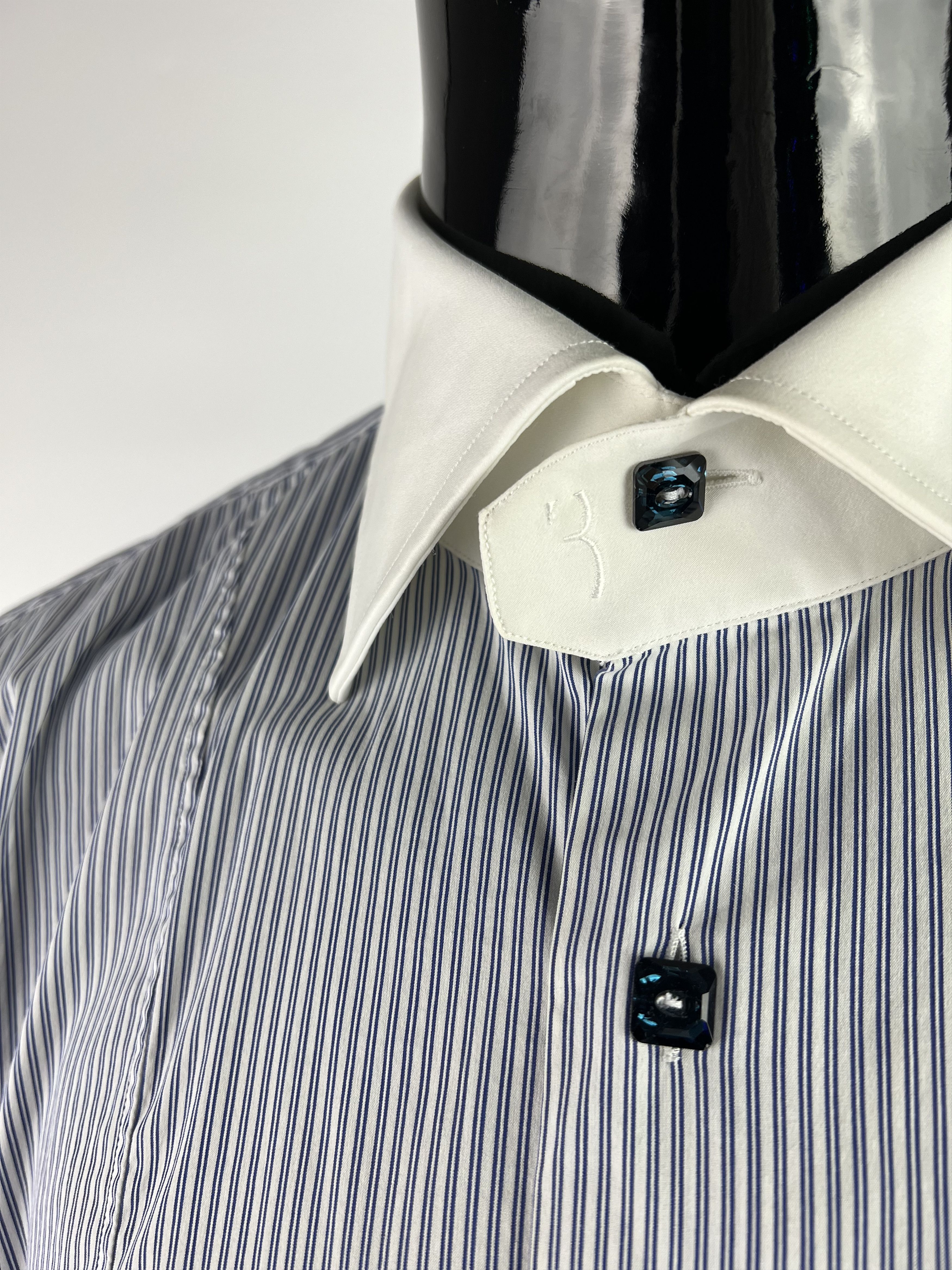 Billionaire Couture Striped Cristal Button Up Shirt 18/45