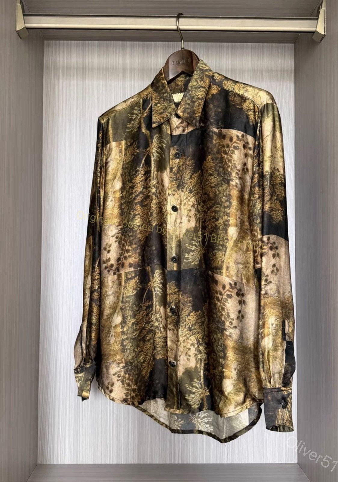 Geoffrey B. Small Geoffrey B. Small GBS silk tree‑shadow shirt YYYY17/2610 Size US M / EU 48-50 / 2 - 2 Thumbnail