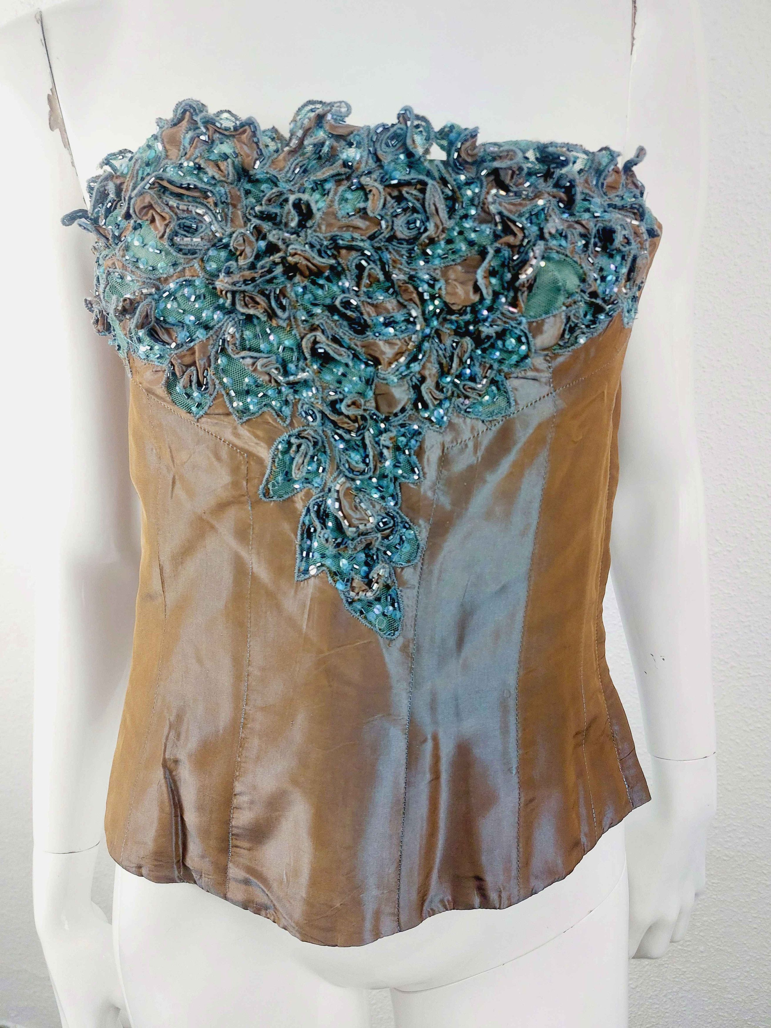 Other Lolita Lempicka Embroidered Sequin Corset Bustier Size L / US 10 / IT 46 - 2 Thumbnail