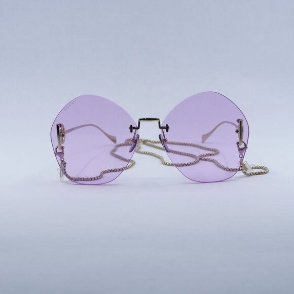 Gucci Gucci GG1203S 001 Sunglasses Gold With Detachable Gold Chain Size ONE SIZE - 3 Thumbnail