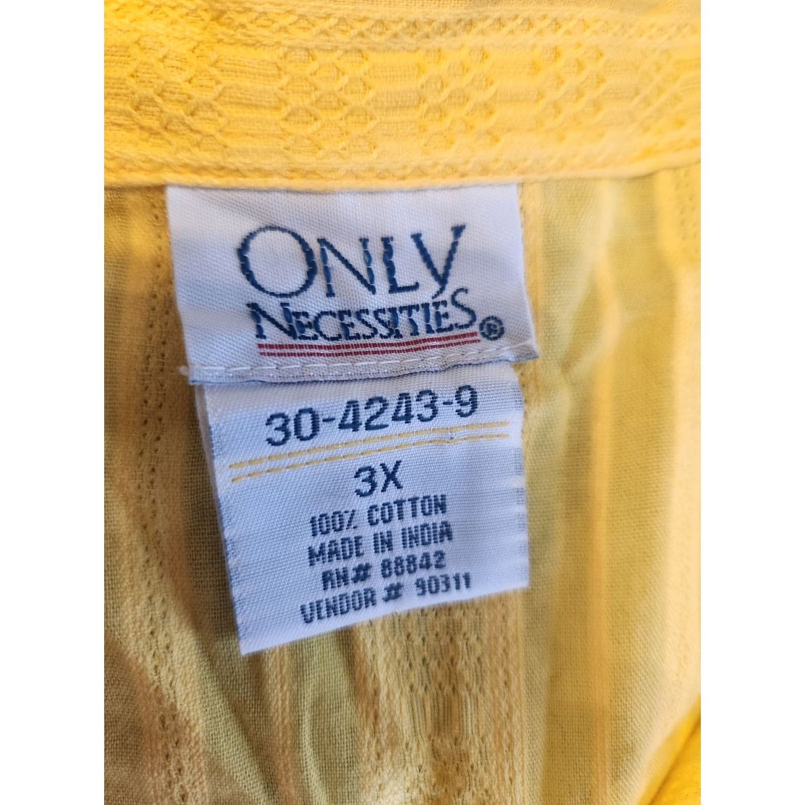 Vintage Only Necessities Yellow Textured Stripe Pleated Button Down Blouse Shirt 3X Womens Blouse Yellow 3X Pleated Button Down Short Sleeve Casual Shirt Size XXL / US 16-18 / IT 52-54 - 6 Thumbnail