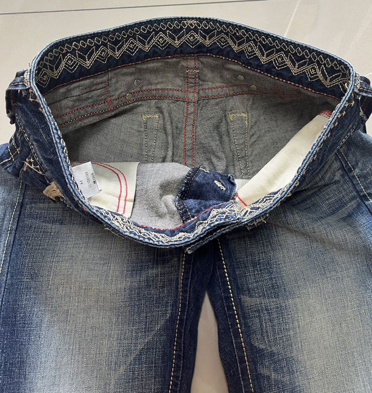 Edwin Flare Jeans Edwin blue trip distressed faded low rise F1 Size US 31 - 10 Thumbnail