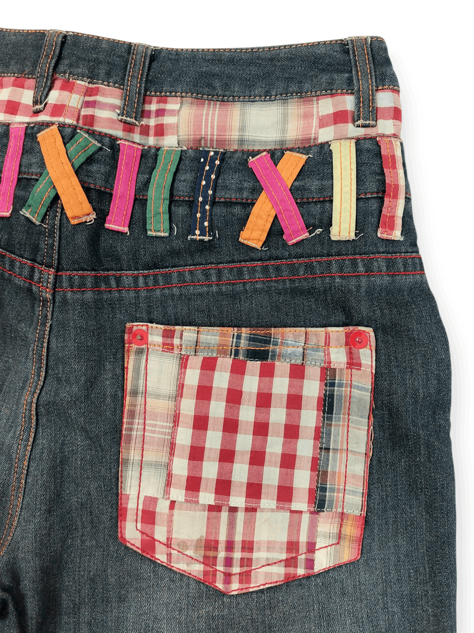 Designer Chip Clip Double Waist Patched Kapital Style Short Size US 31 - 10 Thumbnail