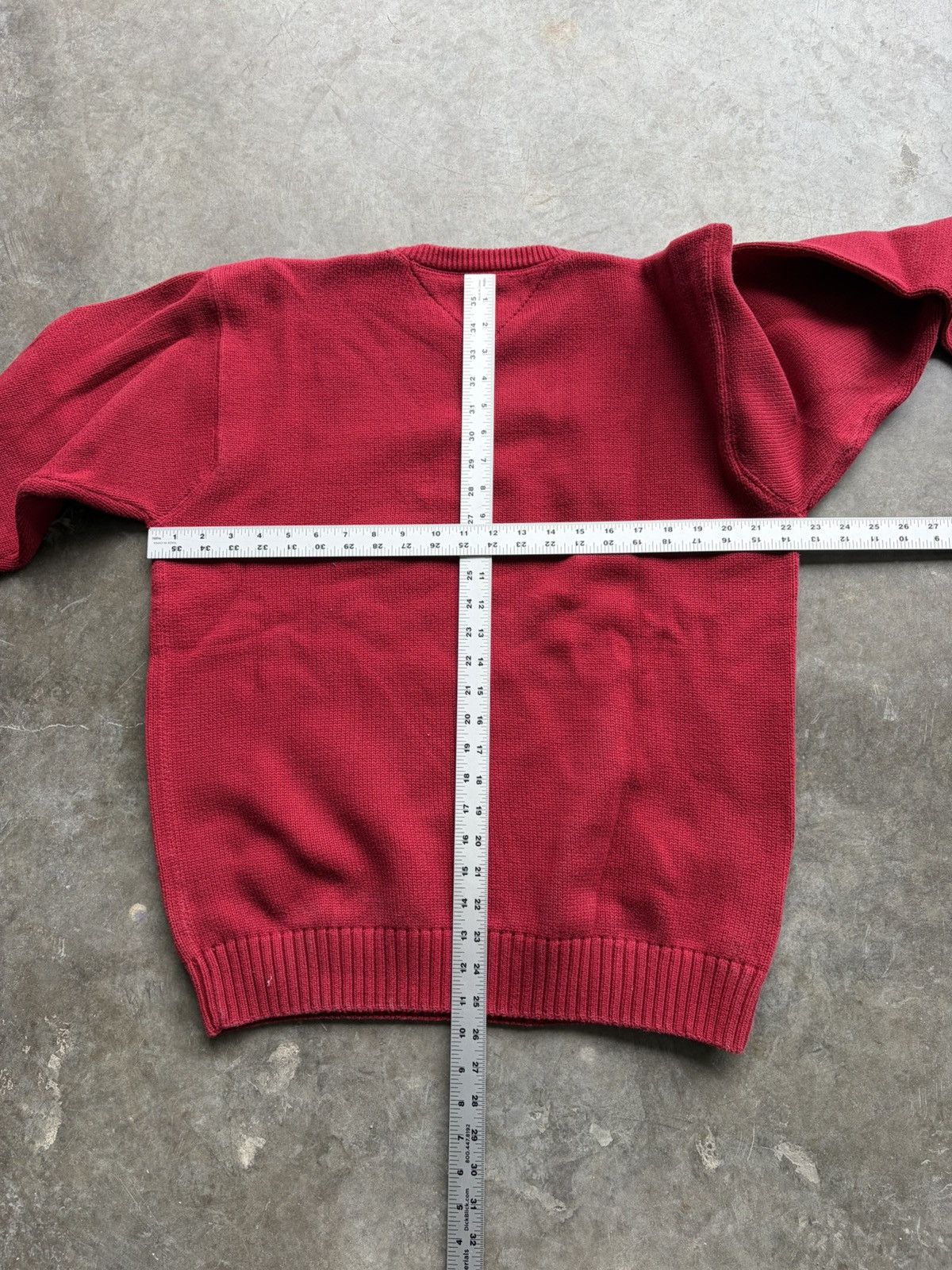 Tommy Hilfiger Tommy Hilfiger Vintage Red Chunky Cotton Sweater 1990s Size US L / EU 52-54 / 3 - 4 Thumbnail