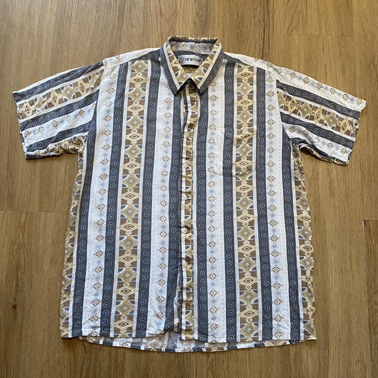 Other Cream and white striped short sleeve button up shirt Size US M / EU 48-50 / 2 - 1 Thumbnail