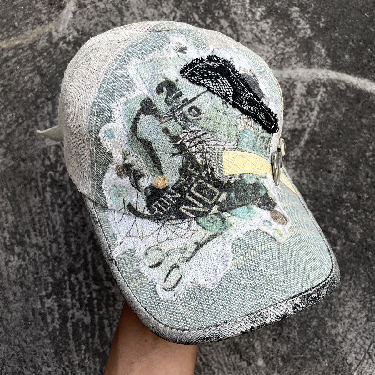 14th Addiction SICK,, patchwork and distressed trucker hat Size ONE SIZE - 9 Thumbnail