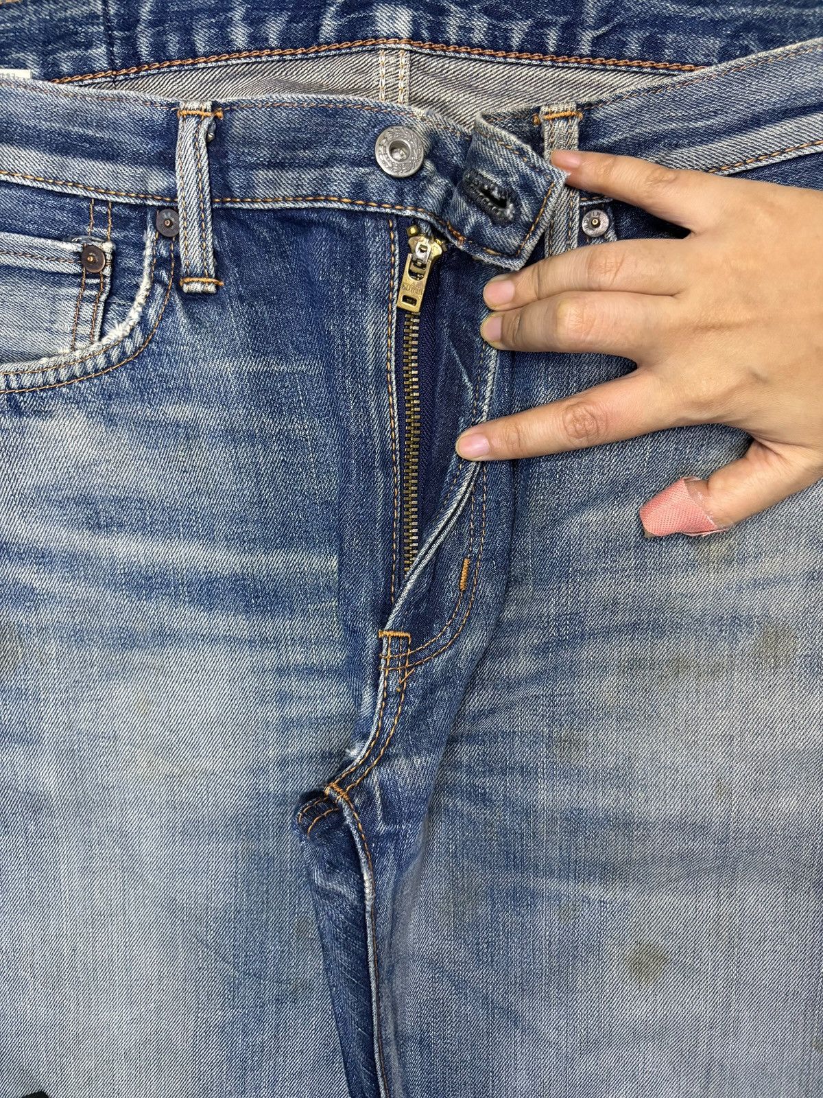 Edwin × Japanese Brand Vintage Japanese Edwin Mud Wash Distressed Loose Jeans Size US 33 - 3 Thumbnail