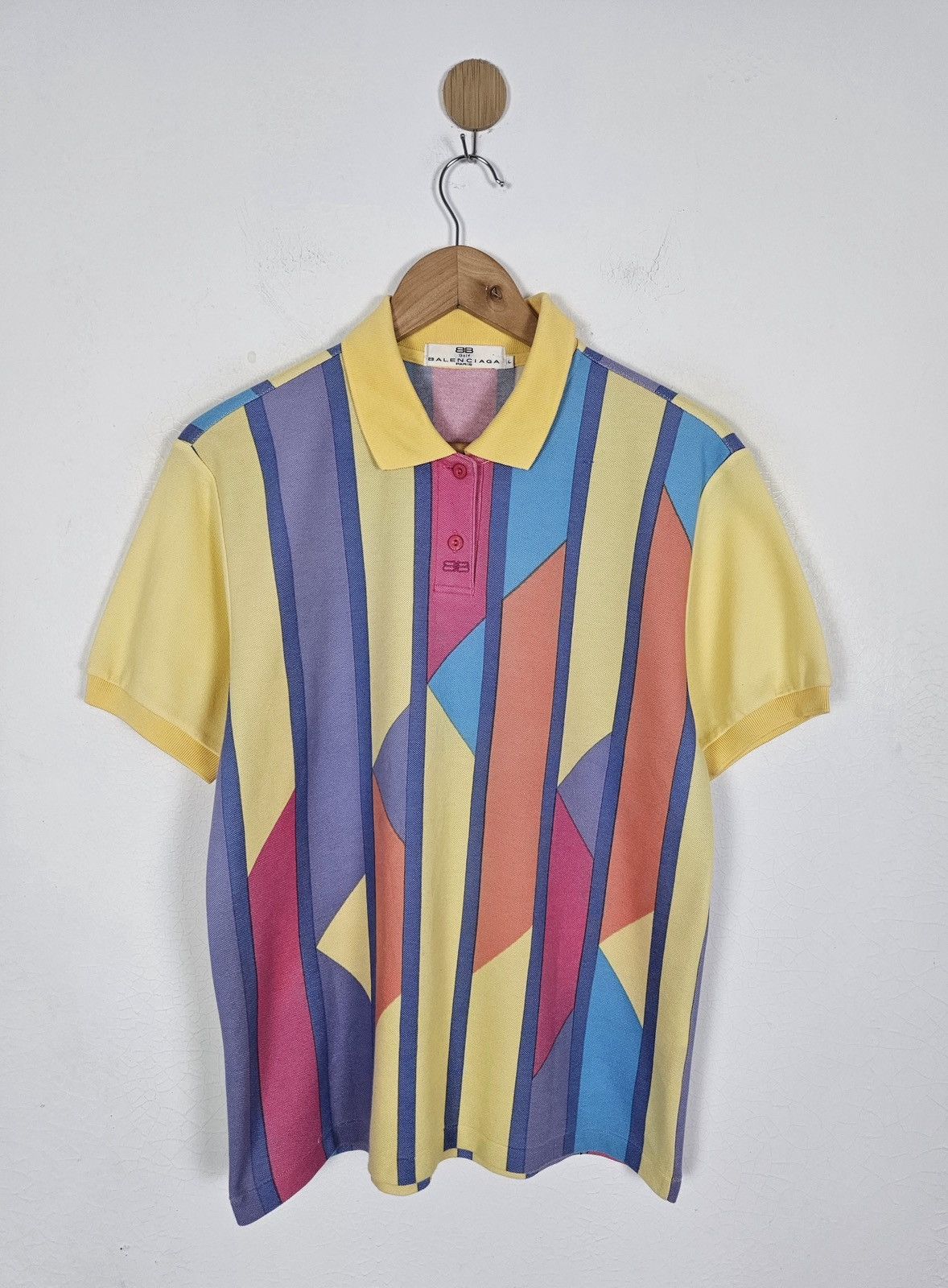 Balenciaga Vintage Balenciaga Paris Polo colourblock shirt Size US L / EU 52-54 / 3 - 1 Thumbnail