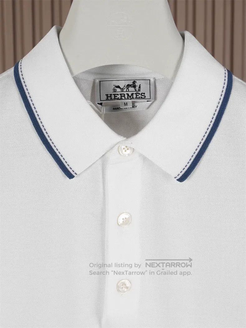 Hermes Hermes White Slim Fit Short Sleeve Polo Size US M / EU 48-50 / 2 - 3 Thumbnail
