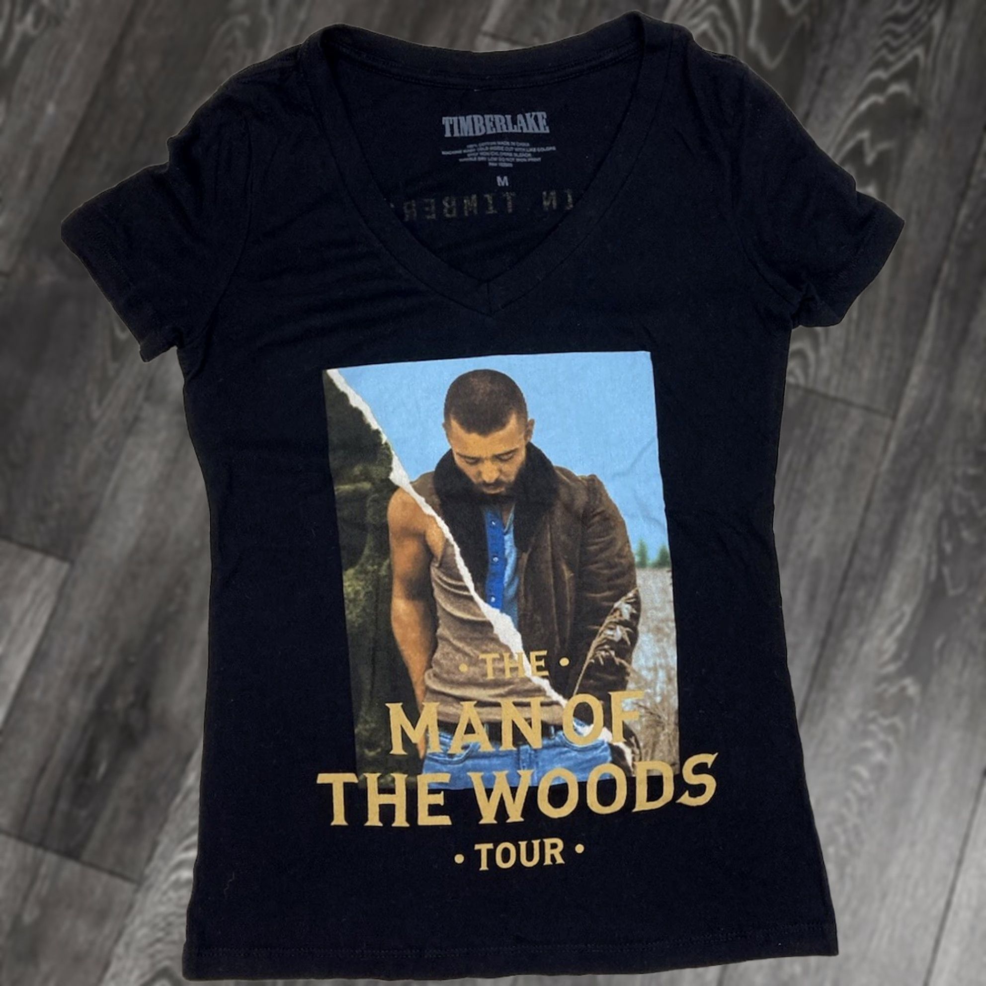 Timberland VINTAGE Timberlake The Man Of The Woods T-Shirt Women Medium Black Music Shirt Size M / US 6-8 / IT 42-44 - 1 Thumbnail