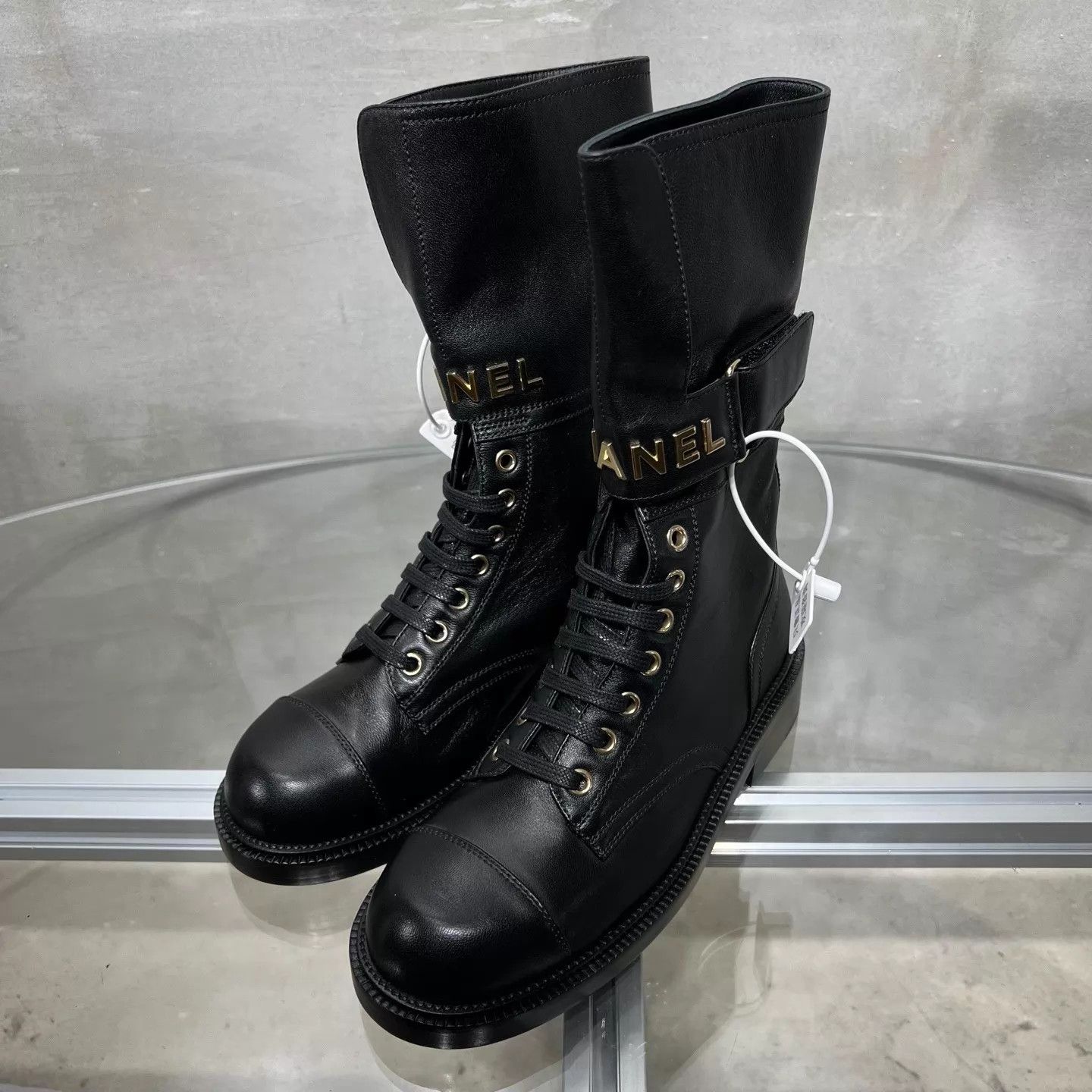 Chanel Chanel Black Gold Mid-Calf Riding Boots Women's 36 Size US 5.5 / IT 35.5 - 2 Thumbnail