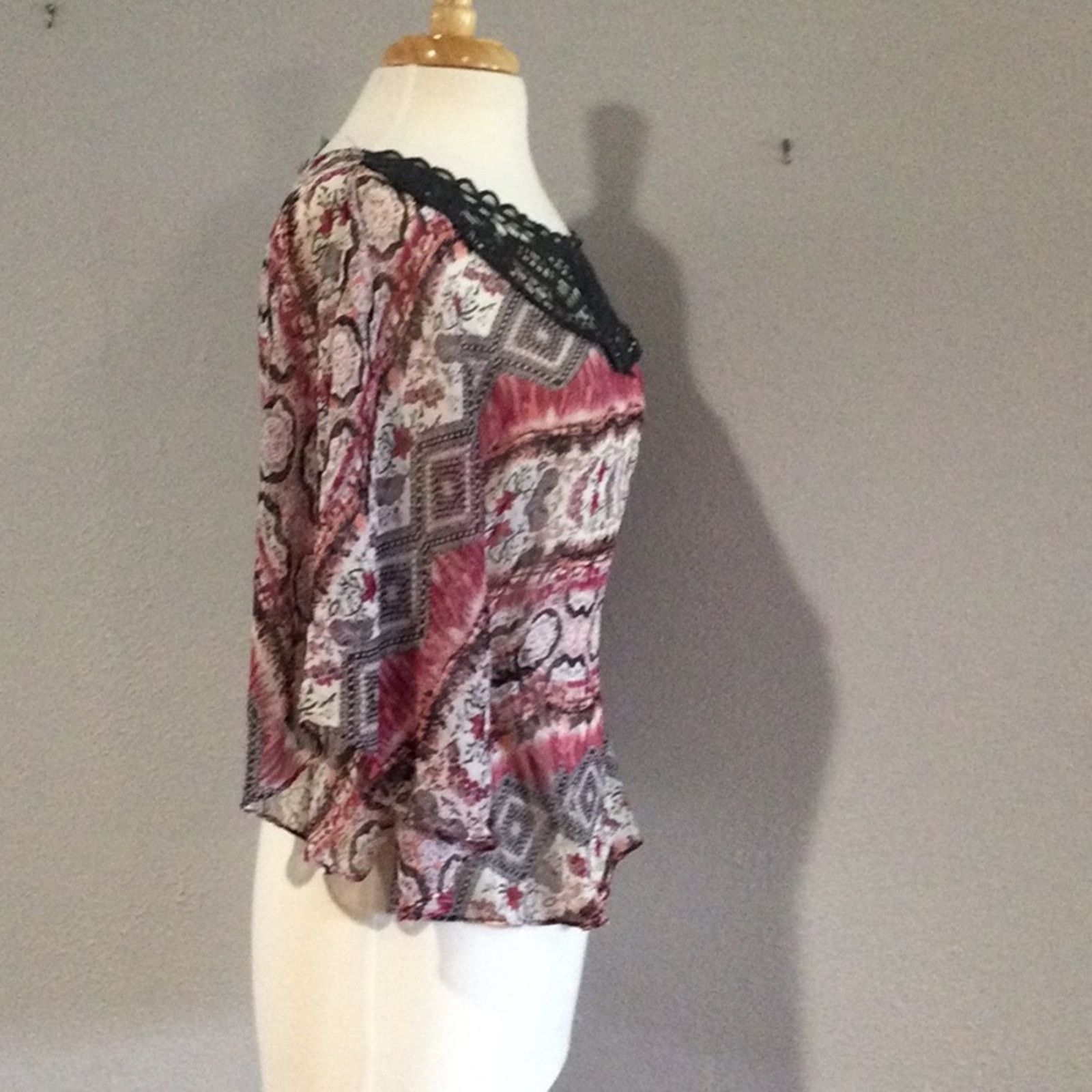 Other Love Potion Multicolor Sheer Flutter Sleeve Top Size M Size M / US 6-8 / IT 42-44 - 6 Thumbnail