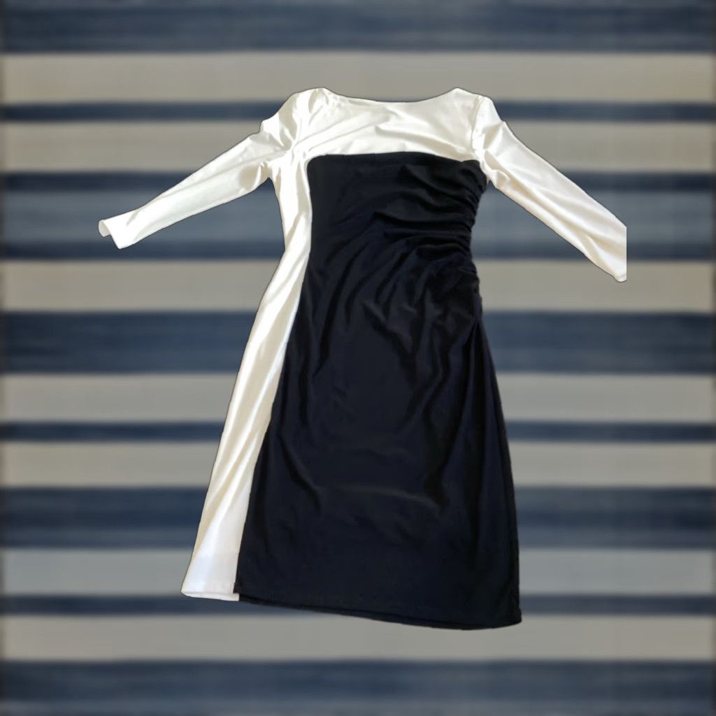Ralph Lauren Lauren Ralph Lauren Woman's 10 Sheath Dress Sleeveless Black White Color Size L / US 10 / IT 46 - 1 Thumbnail