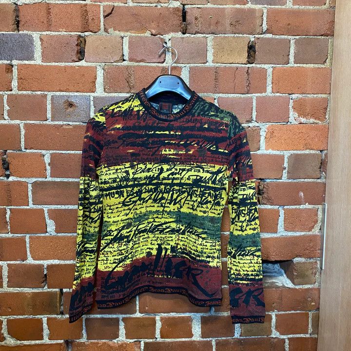 Jean Paul GAULTIER ピン ストライプ ニット Black & White Jacquard 'Gaultier' Sweater by Jean Paul Gaultier on