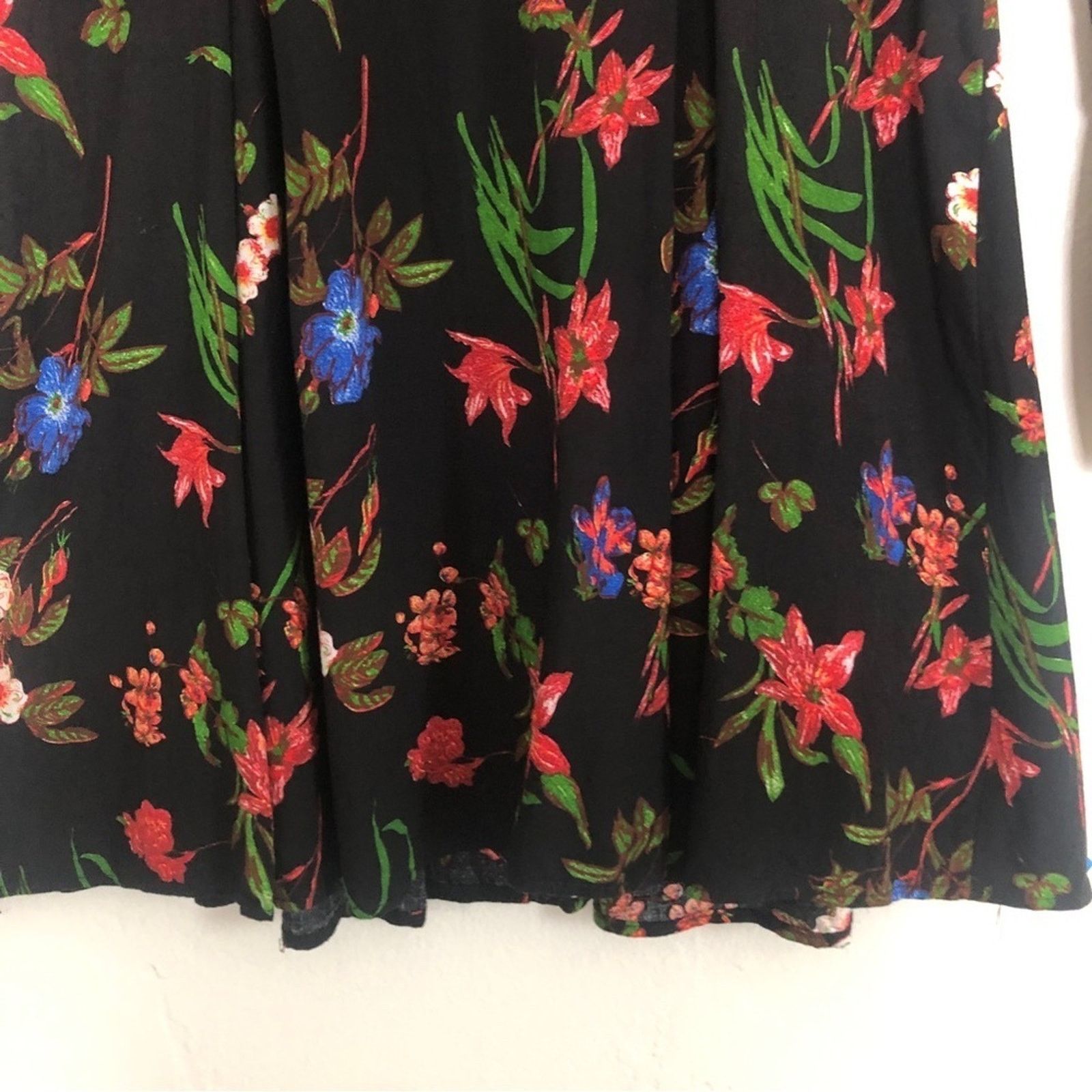 Other Se'Miu Black Floral Tier Bell Sleeves Round Neck Mini Dress Size M / US 6-8 / IT 42-44 - 5 Thumbnail