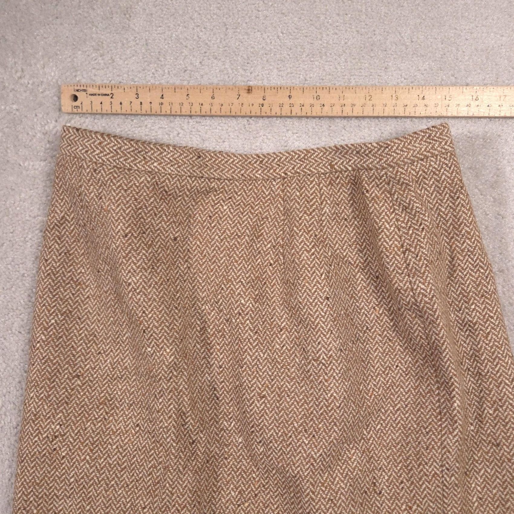 Talbots Talbots Skirt Womens Petite 12 Brown Wool Herringbone Pencil Lined Career Tweed Size 34" / US 12 / IT 48 - 4 Thumbnail