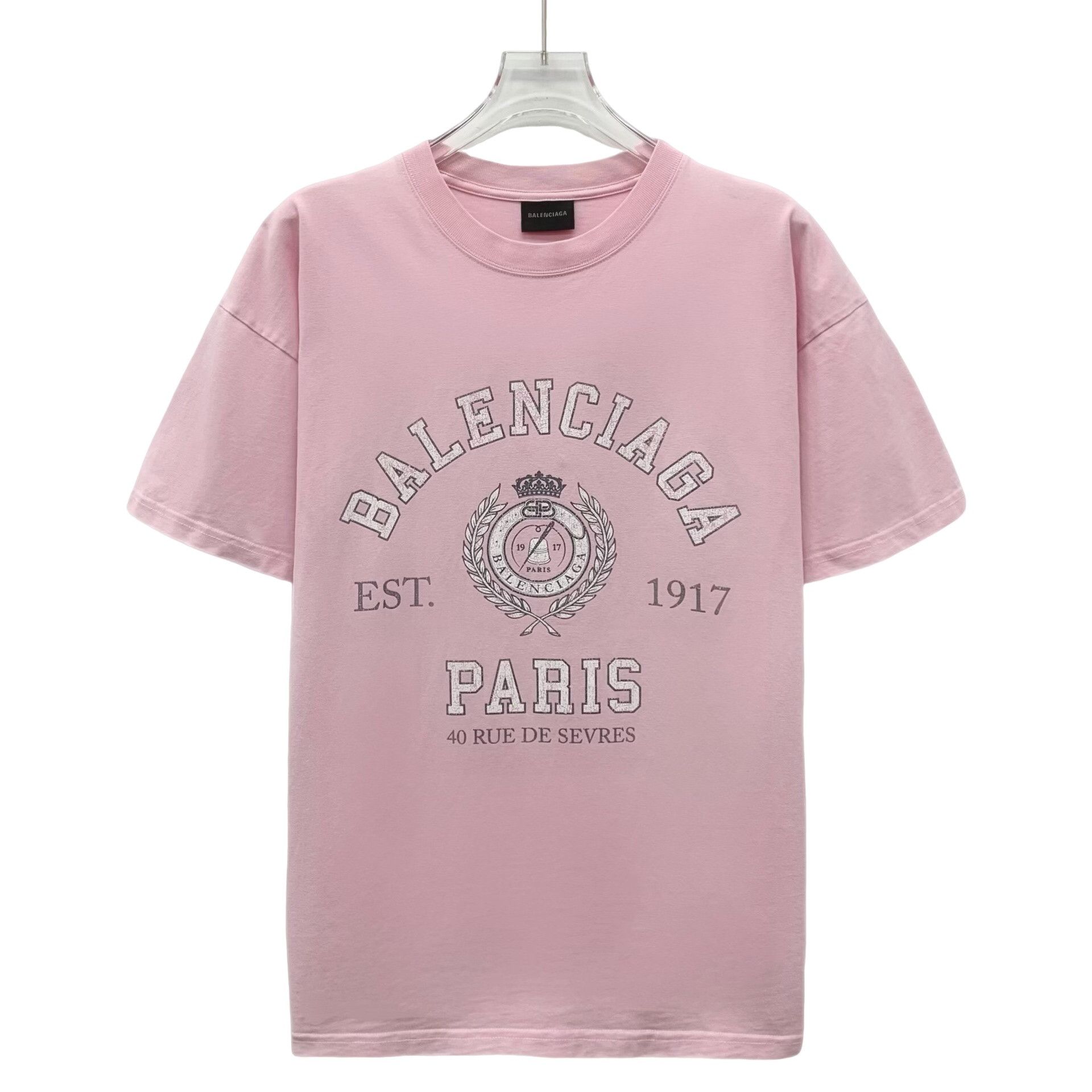 Balenciaga Balenciaga Crest Logo Graphic T-Shirt Pink Size S Size US S / EU 44-46 / 1 - 1 Thumbnail
