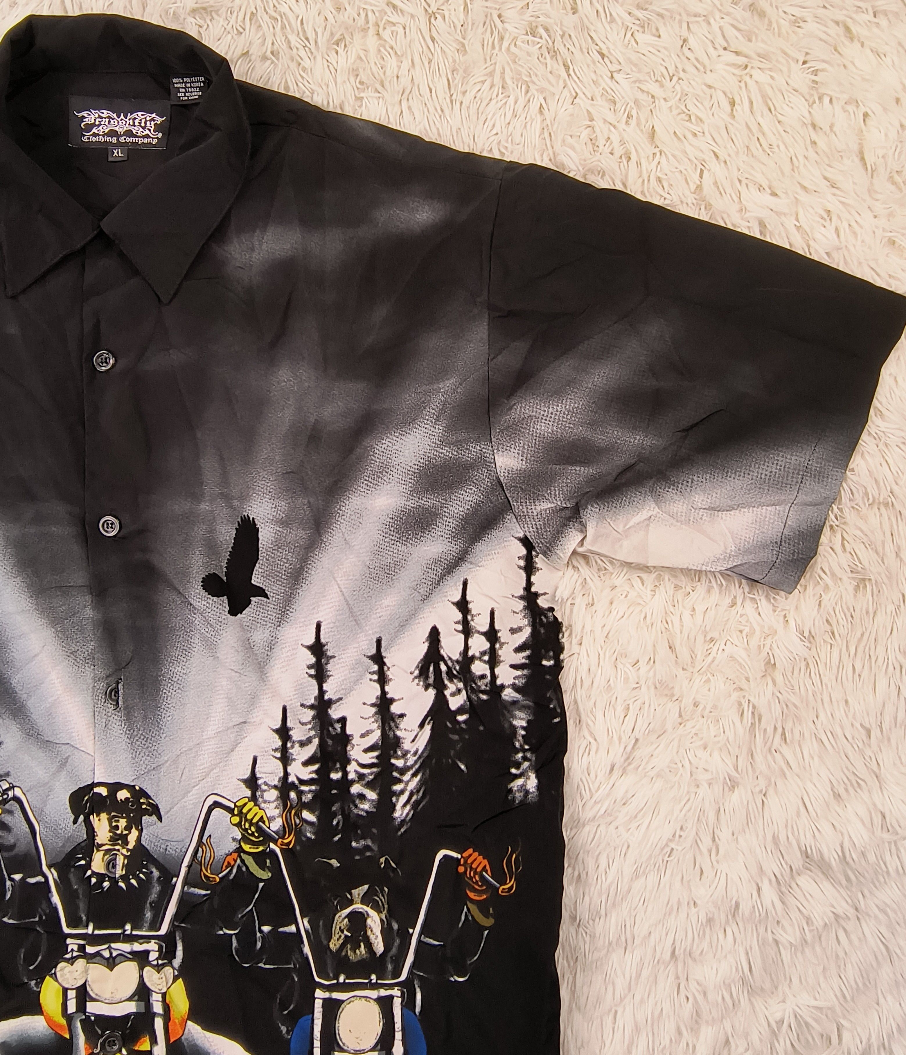 Dragonfly Vintage biker dogs 90s button up shirt Size US XL / EU 56 / 4 - 4 Thumbnail
