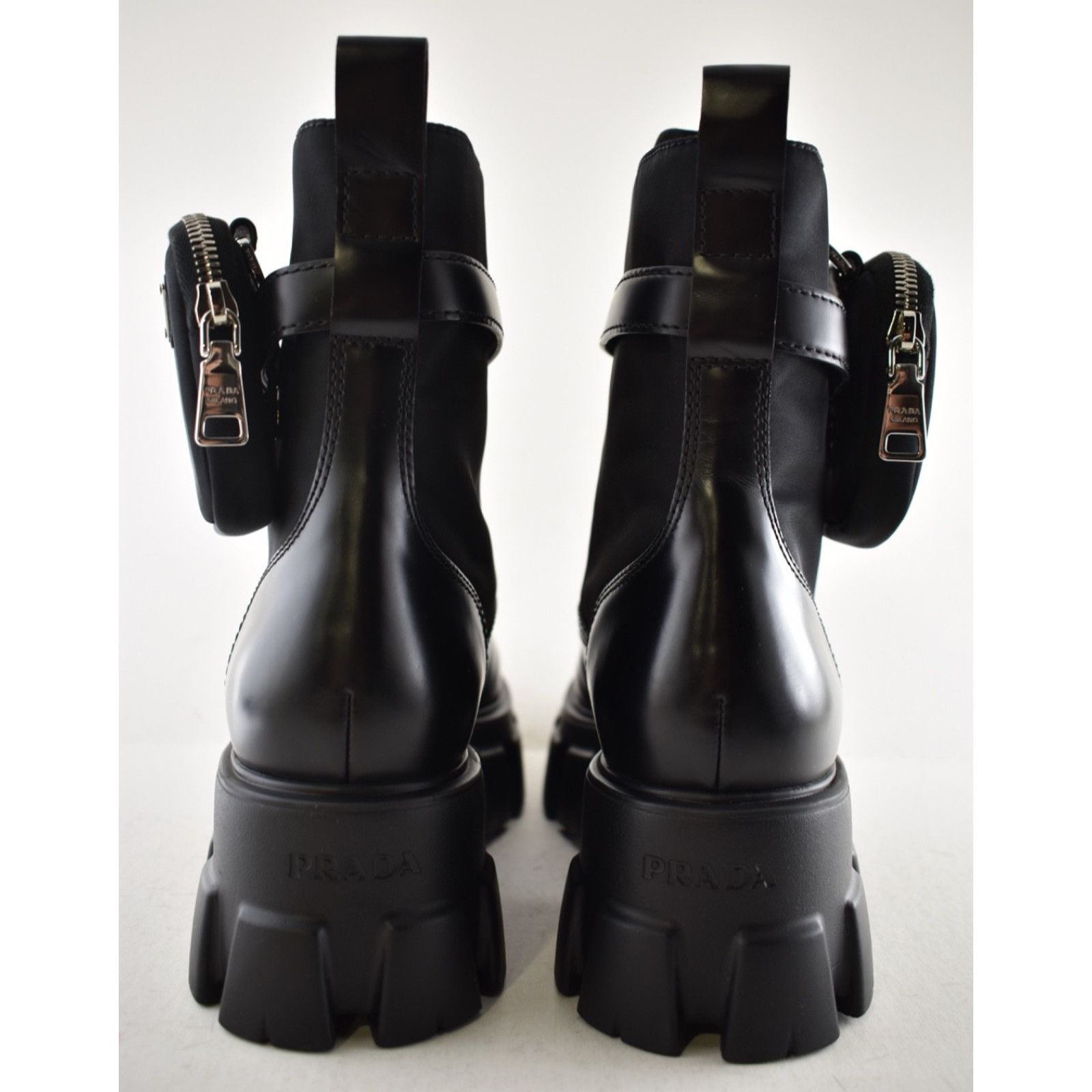 Prada Prada Monolith Black Leather Nylon Lug Sole Combat Boot 41.5 Size US 11.5 / IT 41.5 - 14 Thumbnail