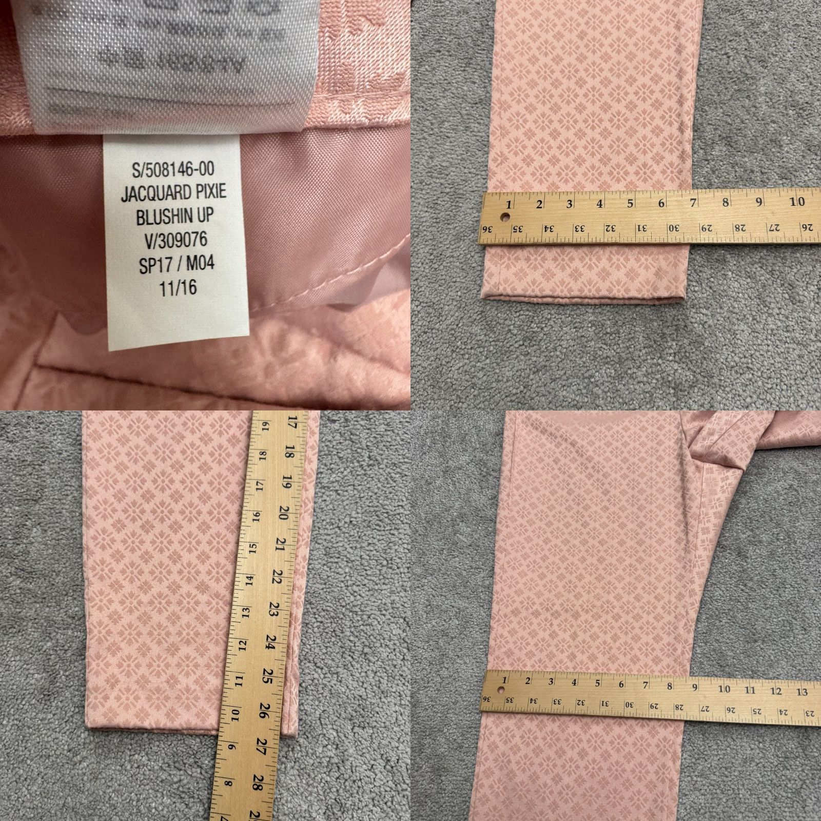 Old Navy Old Navy Pixie Mid Rise Ankle Trouser Pants Womens 14 Pink Geometric Jacquard Cotton Blend Size 36" / US 14 / IT 50 - 8 Thumbnail