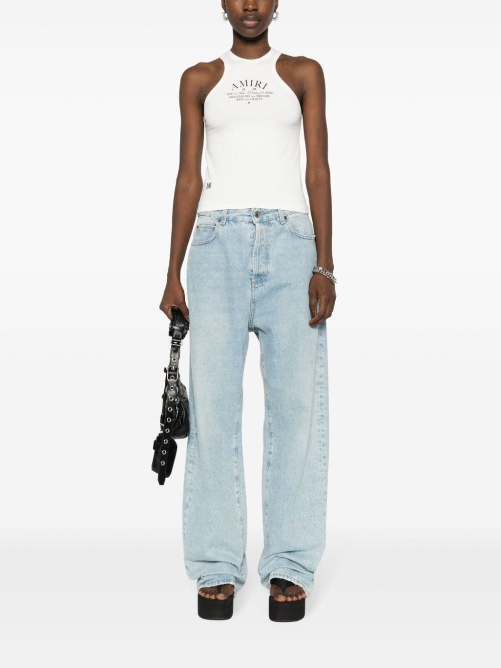 Amiri o1orln1025 Arts District Logo-Print Tank Top in White Size L / US 10 / IT 46 - 2 Thumbnail