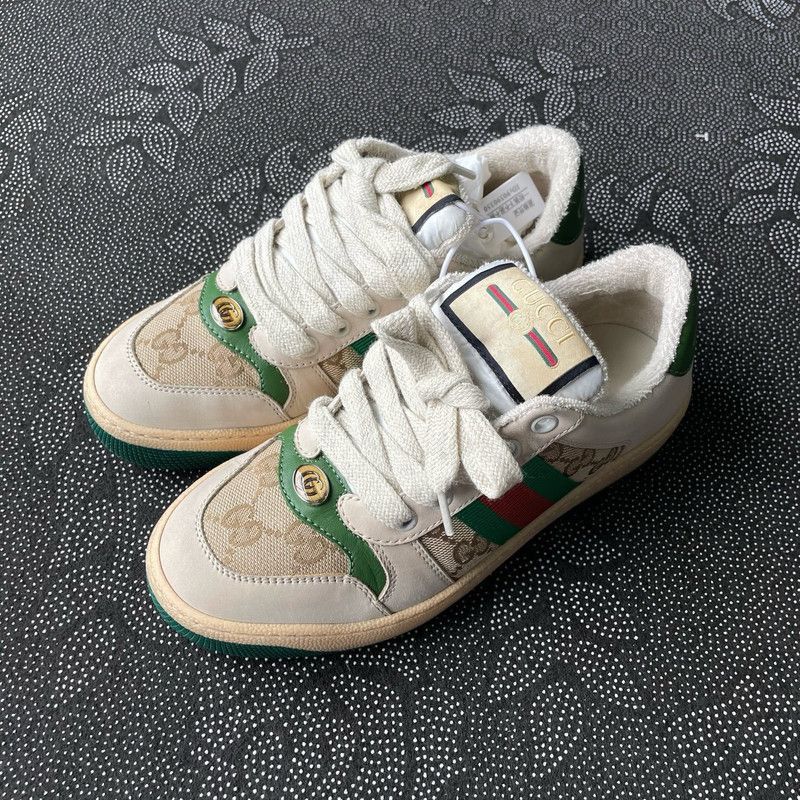 Gucci Gucci Screener Leather Kids' Sneakers in Green - Size US 5 / EU 37 - 1 Thumbnail