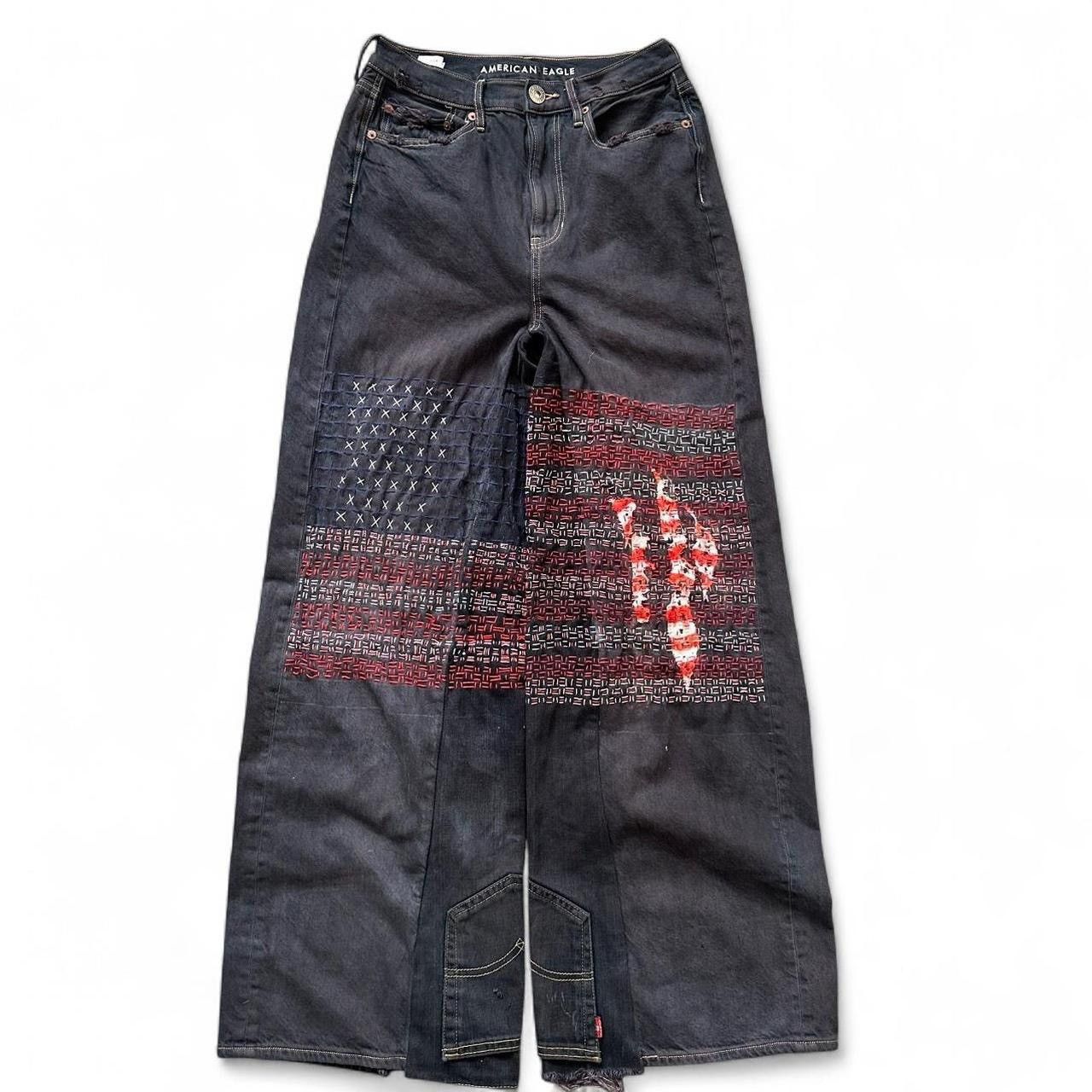 Other 1/1 reworked sashiko stitched flag baggy wide leg denim Size US 28 / EU 44 - 1 Thumbnail