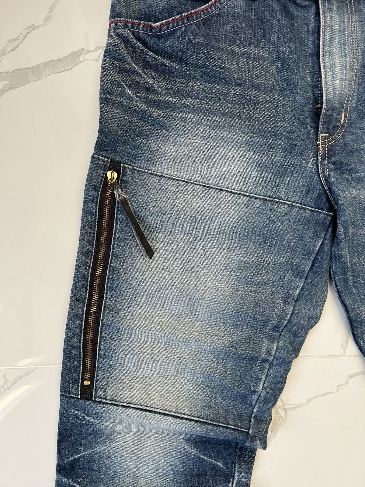 Edwin × Vintage 90's EDWIN BLUE TRIP RARE JAPAN Y2K BAGGY JEANS POCKET LOGO Size US 34 / EU 50 - 7 Thumbnail