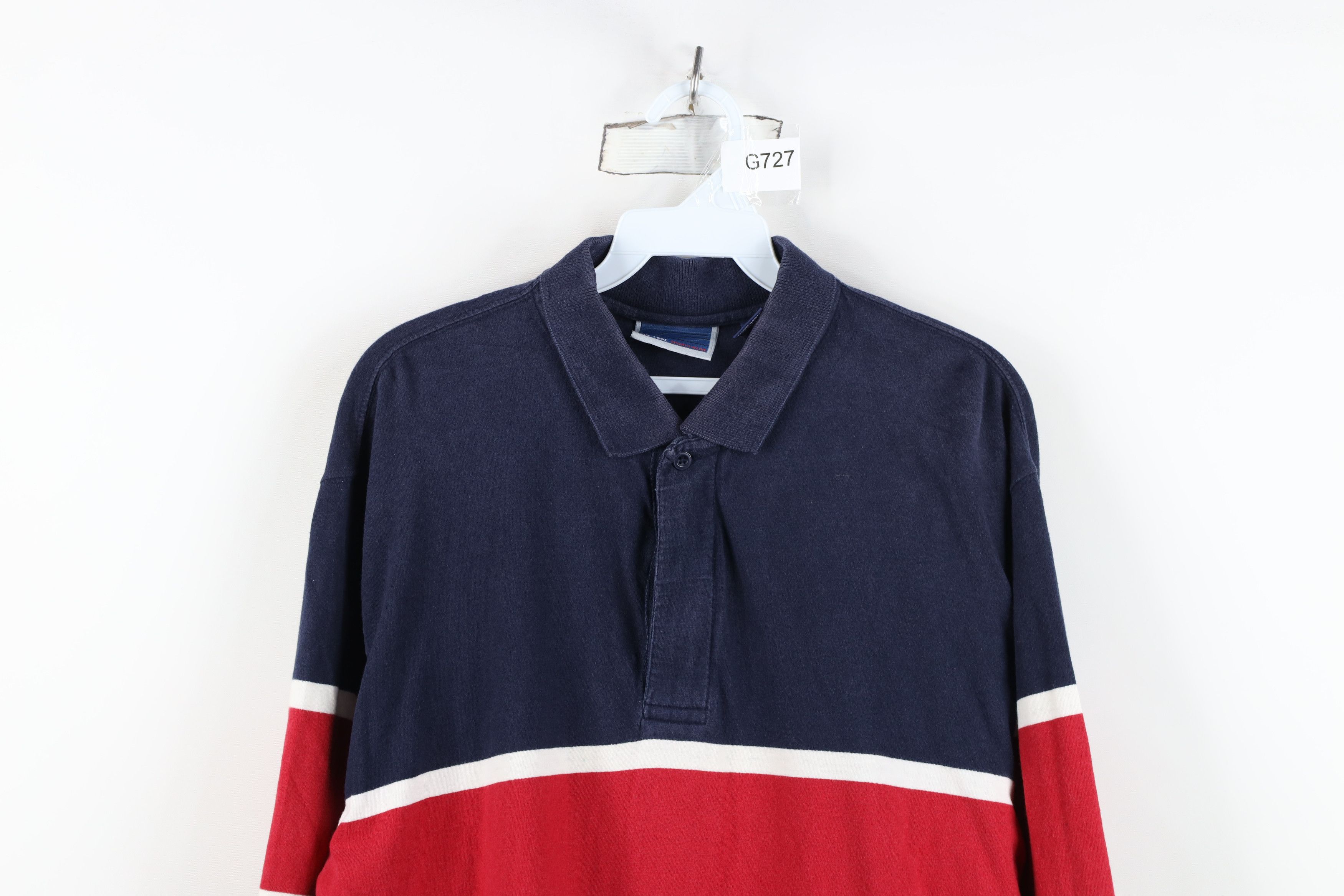 Vintage Vintage 90s Streetwear Block Long Sleeve Rugby Polo Shirt Size US M / EU 48-50 / 2 - 2 Thumbnail