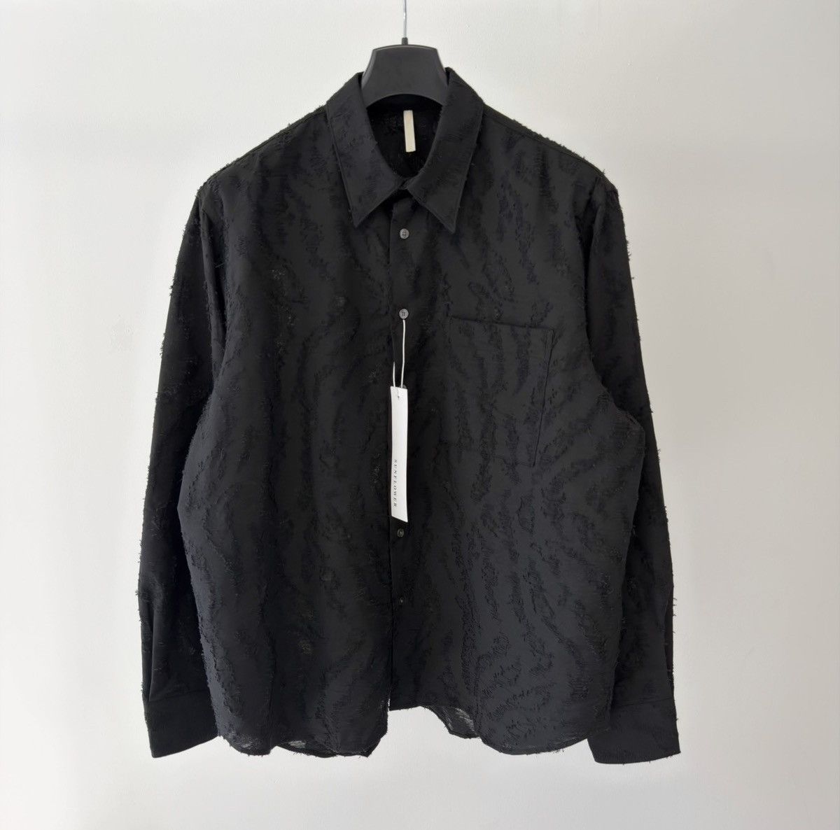 ‘Ace’ Textured Black Cotton Boxy Fit Shirt