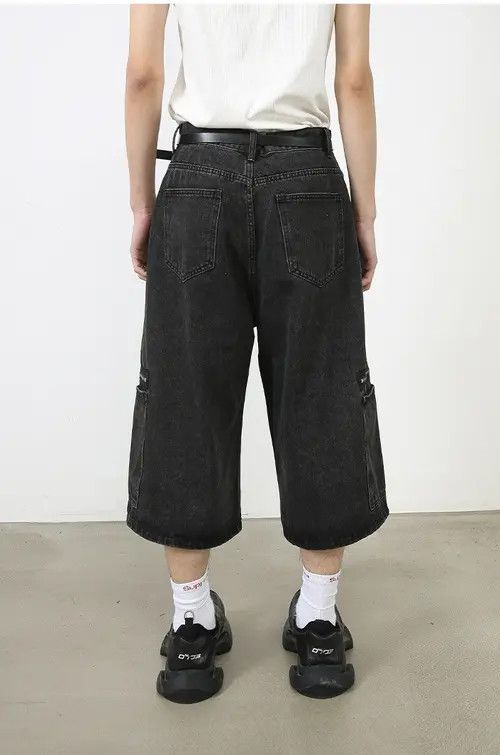 Other Black washed distressed street loose workwear denim shorts Size US 32 / EU 48 - 6 Thumbnail