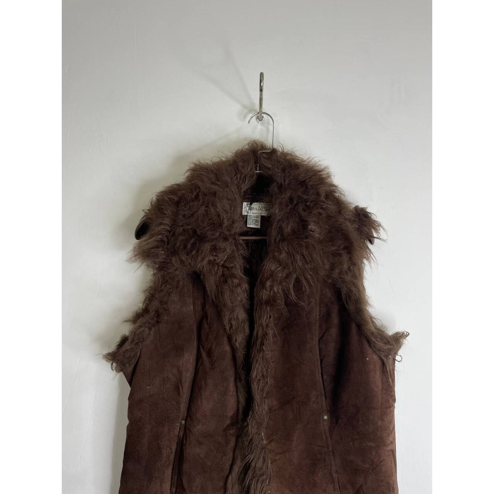 Leather × Vintage Vintage 00s Brown Shearling Leather Vest Faux Fur Boho Style Size M / US 6-8 / IT 42-44 - 7 Thumbnail